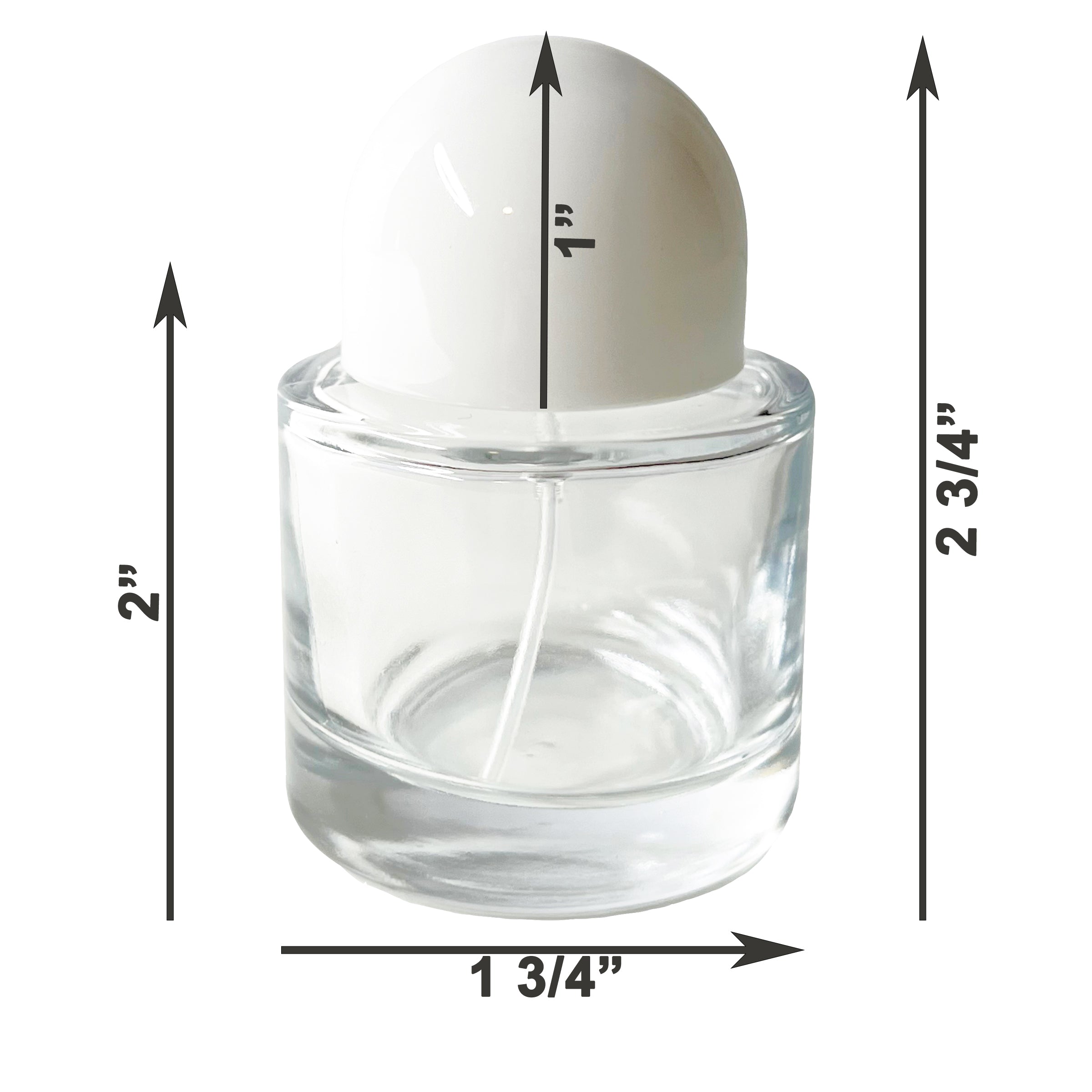 30ml 1oz Round White Half Cap Thick Glass Spray Bottles