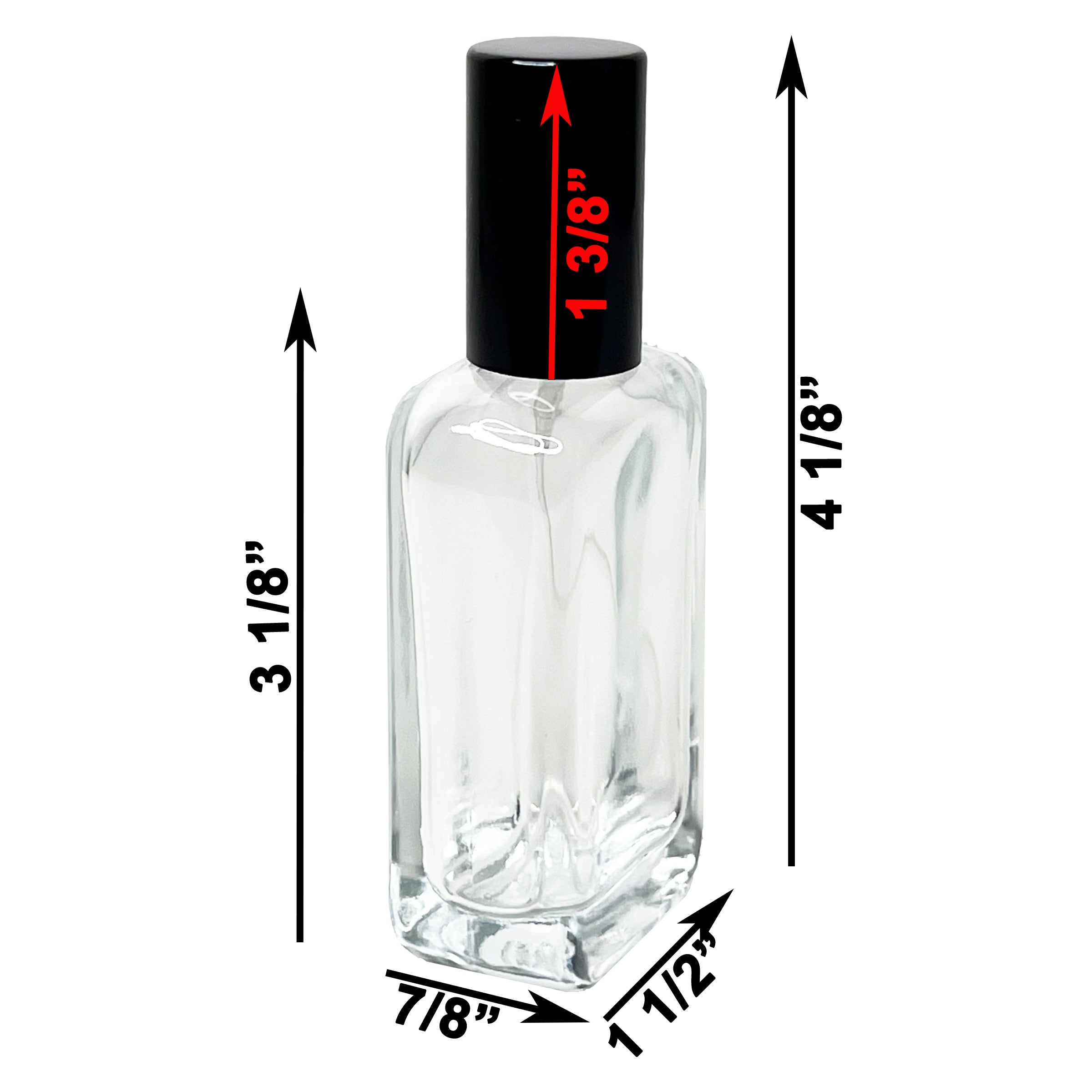 30ml 1oz Perfume Rounded Glass Spray Bottles Black cap