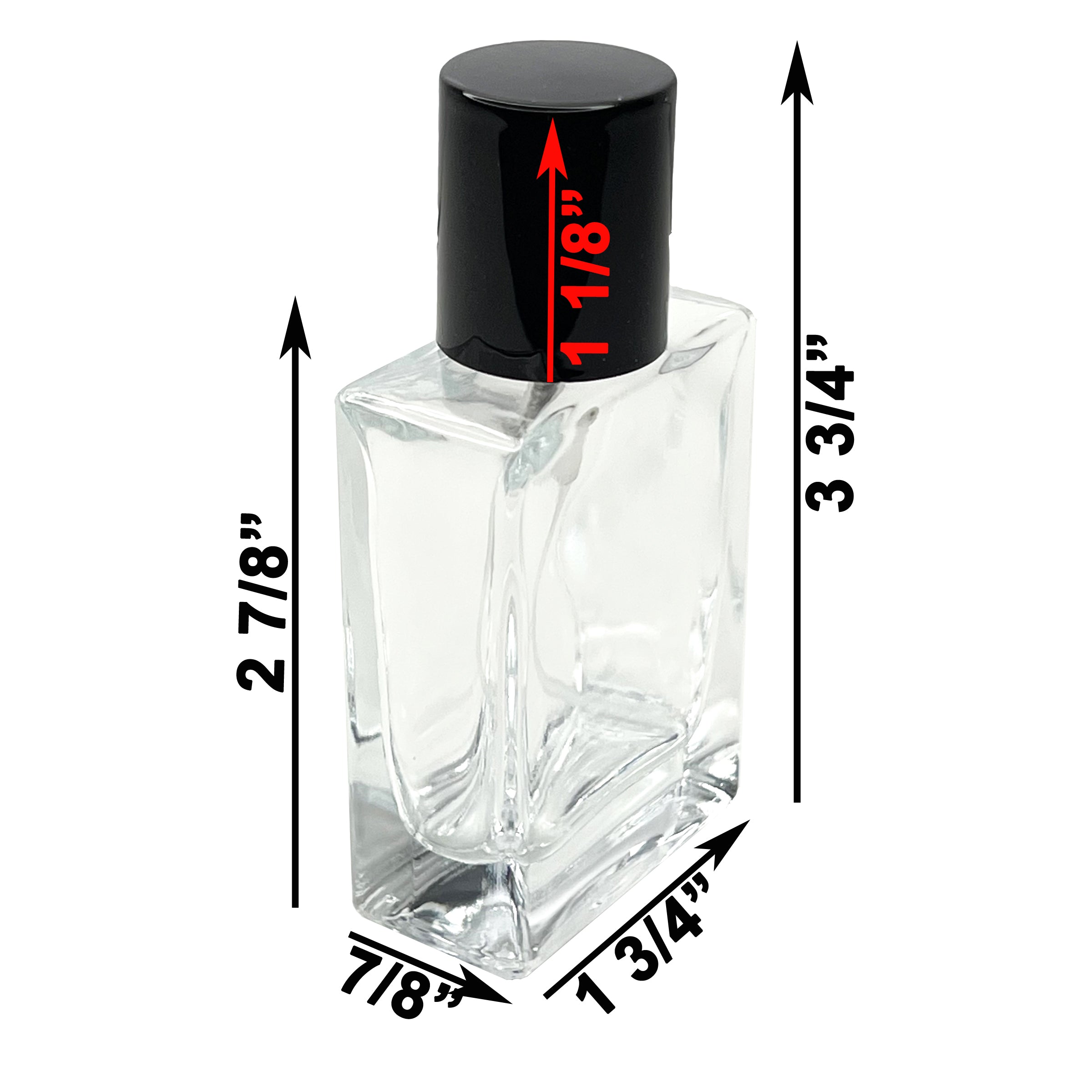 30ml 1oz Perfume Square Glass Spray Bottles Black Atomizer Lid