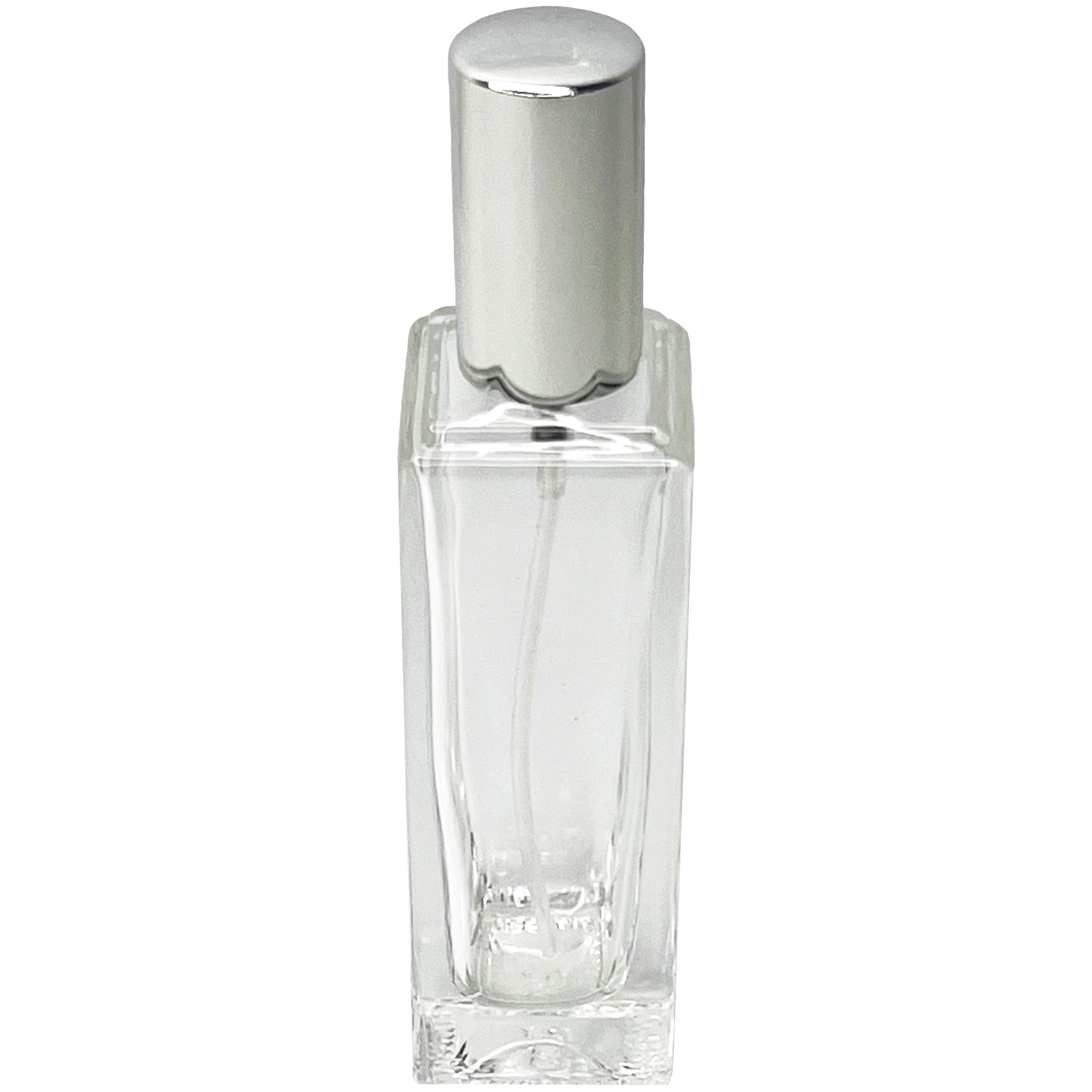 30ml 1oz Perfume Thick Glass Tall Spray Bottles Silver Atomizers