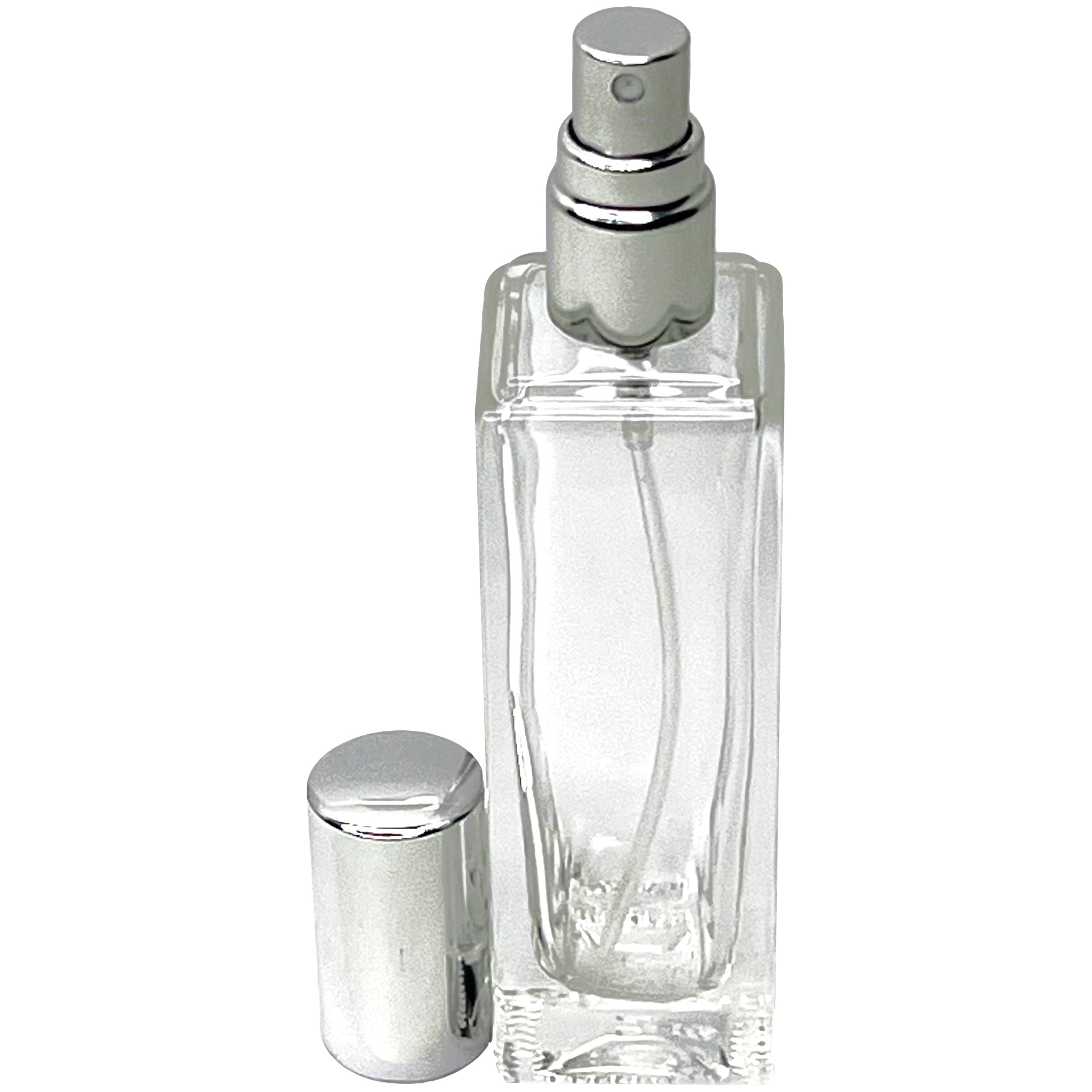 30ml 1oz Perfume Thick Glass Tall Spray Bottles Silver Atomizers