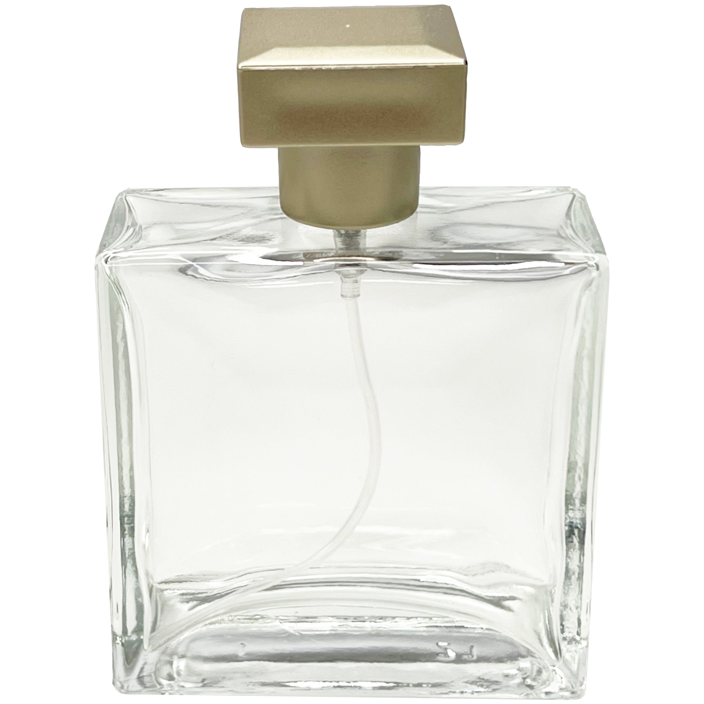 50ml 1.7oz Thick Glass Perfume Square Spray Bottle Bronze Lid