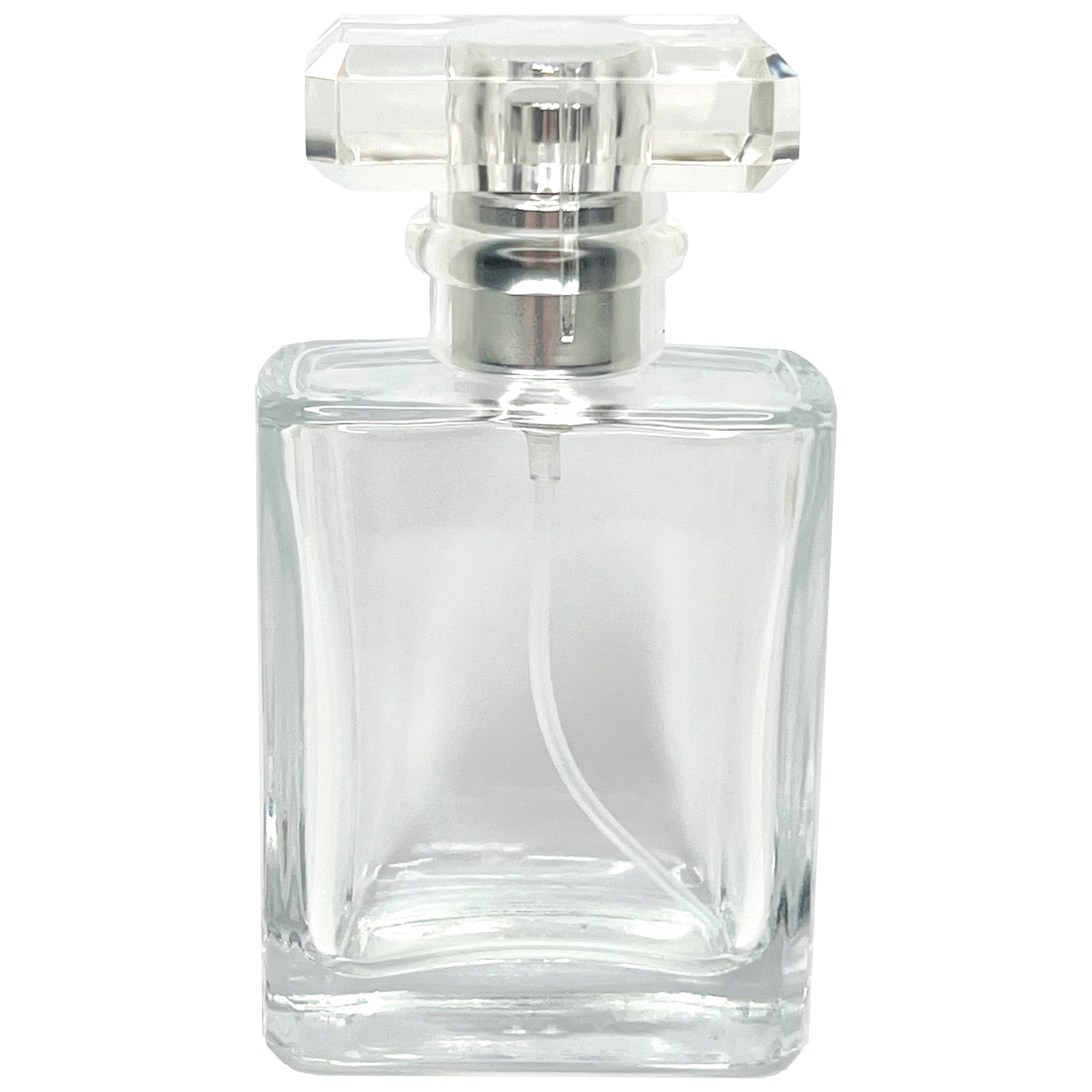 50ml 1.7oz Glass Perfume Square Spray Bottle Silver Atomizer