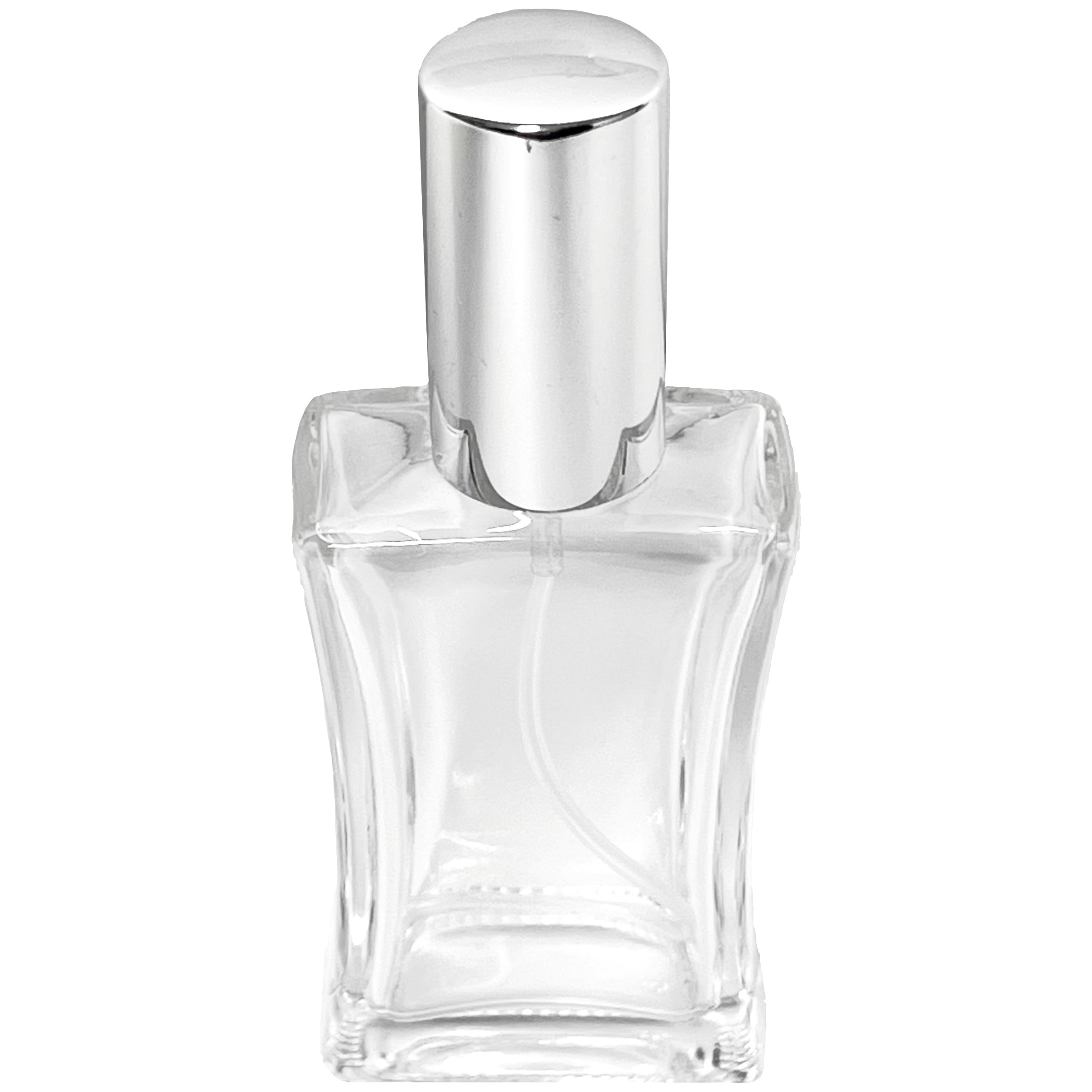 50ml 1.7oz Refillable Hourglass Empty Perfume Bottles Thick Glass Silver Atomizer
