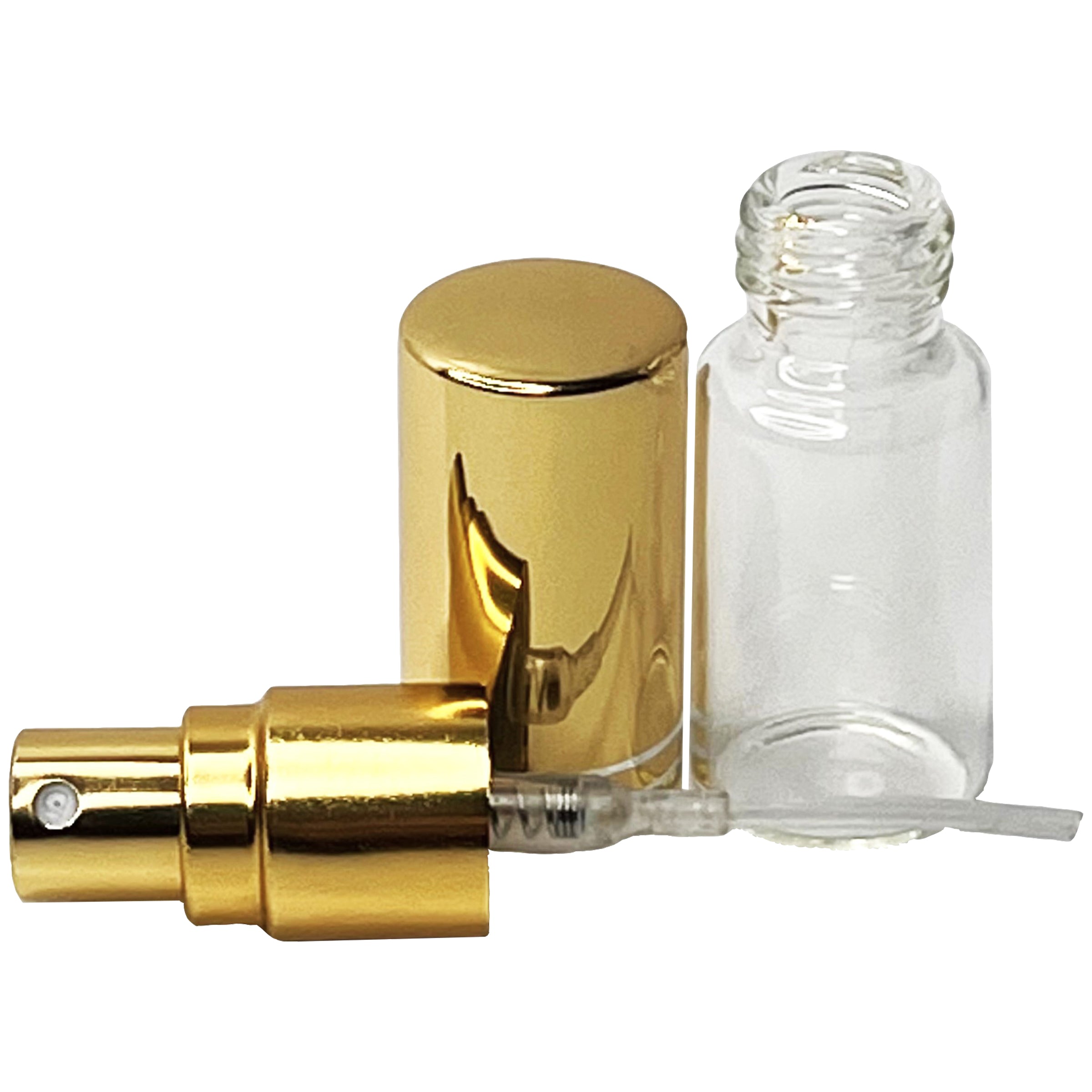 5ml 0.17oz Perfume Glass Spray Bottles Shiny Gold Line Cap