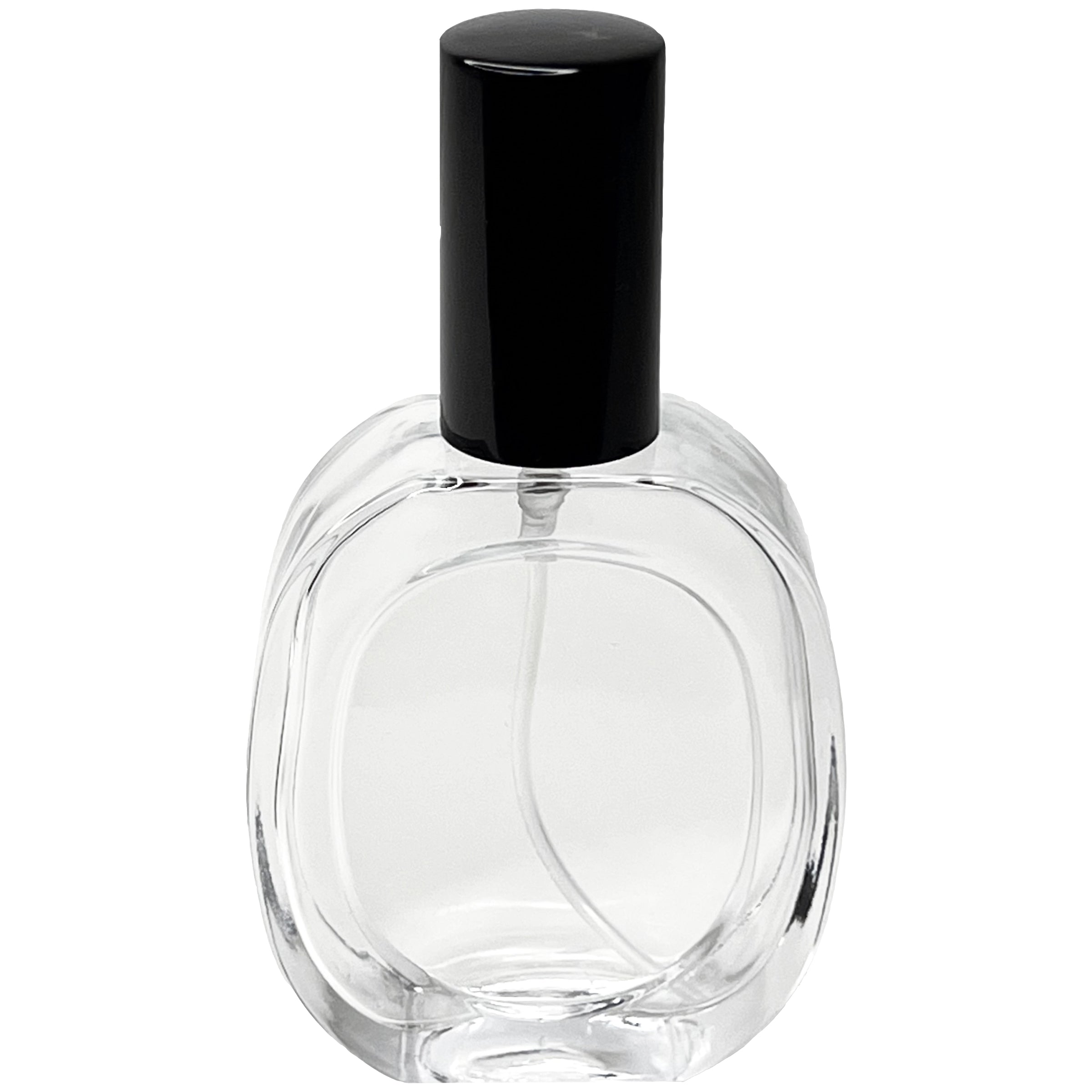 50ml 1.7 oz Empty Glass Perfume Oval Spray Bottles Black Metal Atomizer Refillable