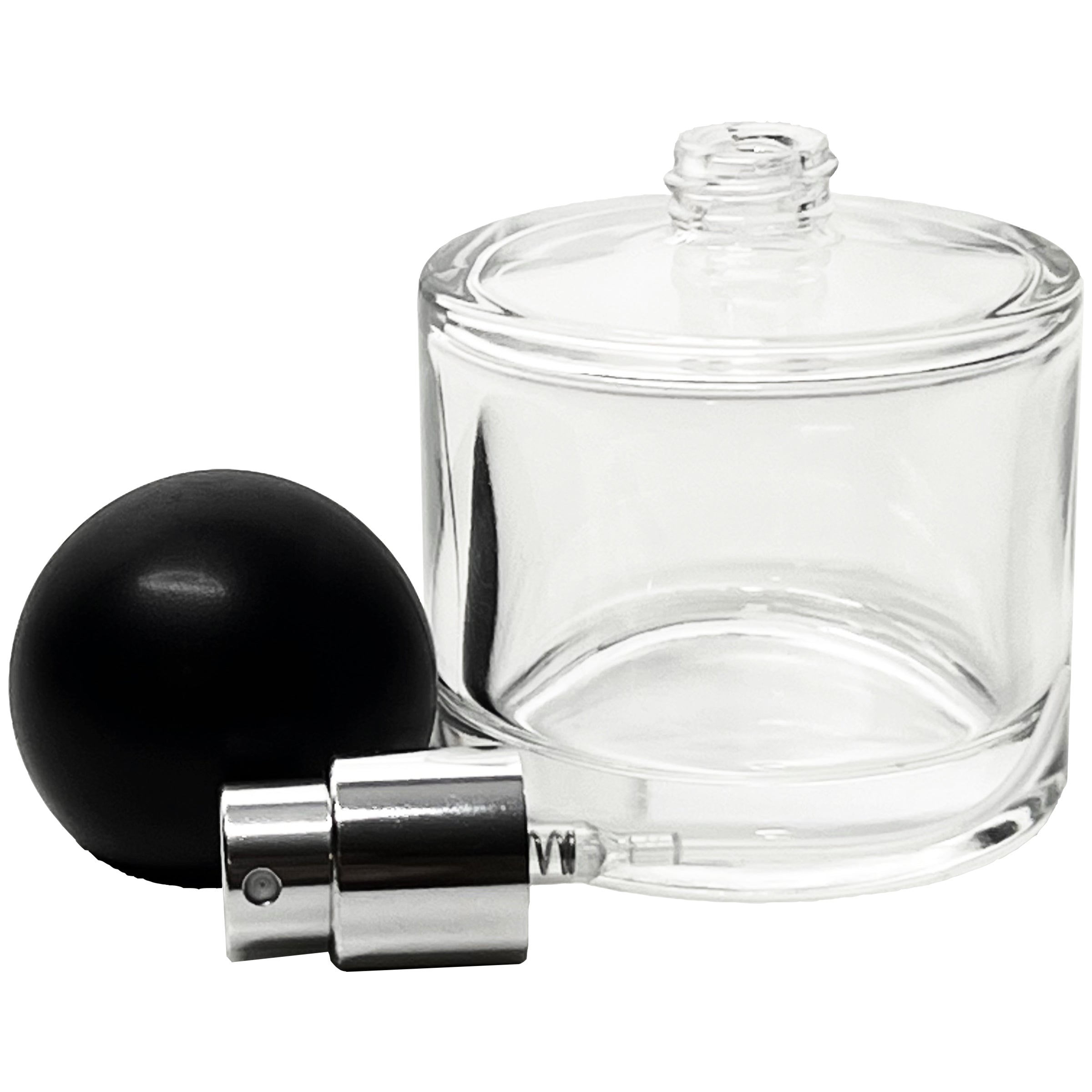 50ml 1.7oz Round Thick Glass Spray Bottles Black Ball Cap