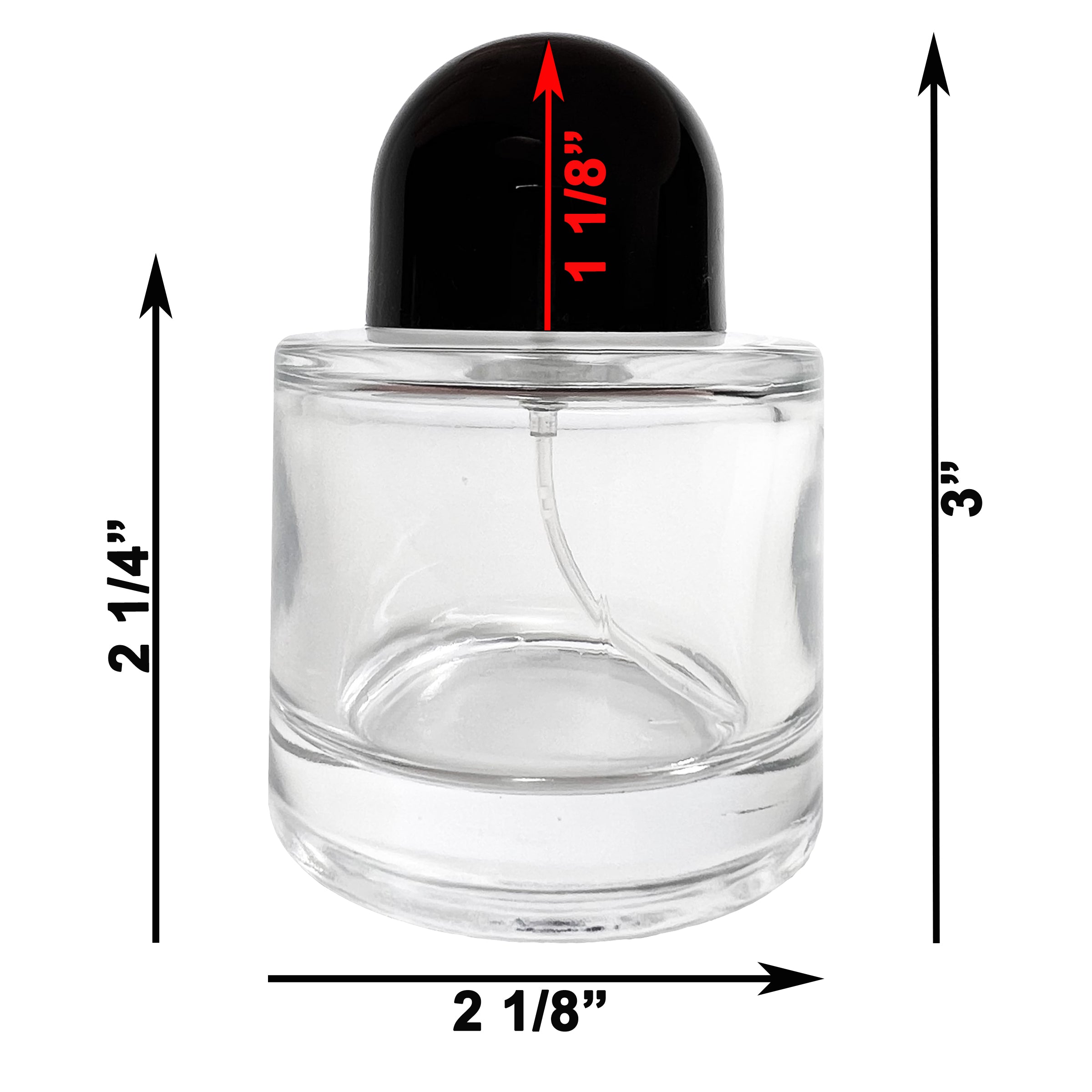 50ml 1.7oz Round Black Half Cap Fancy Thick Glass Spray Bottles