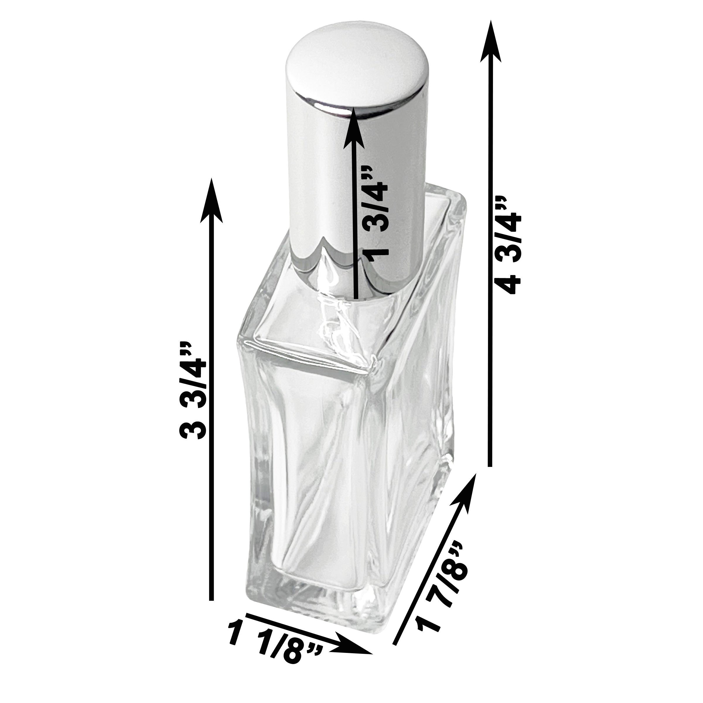 50ml 1.7oz Refillable Hourglass Empty Perfume Bottles Thick Glass Silver Atomizer