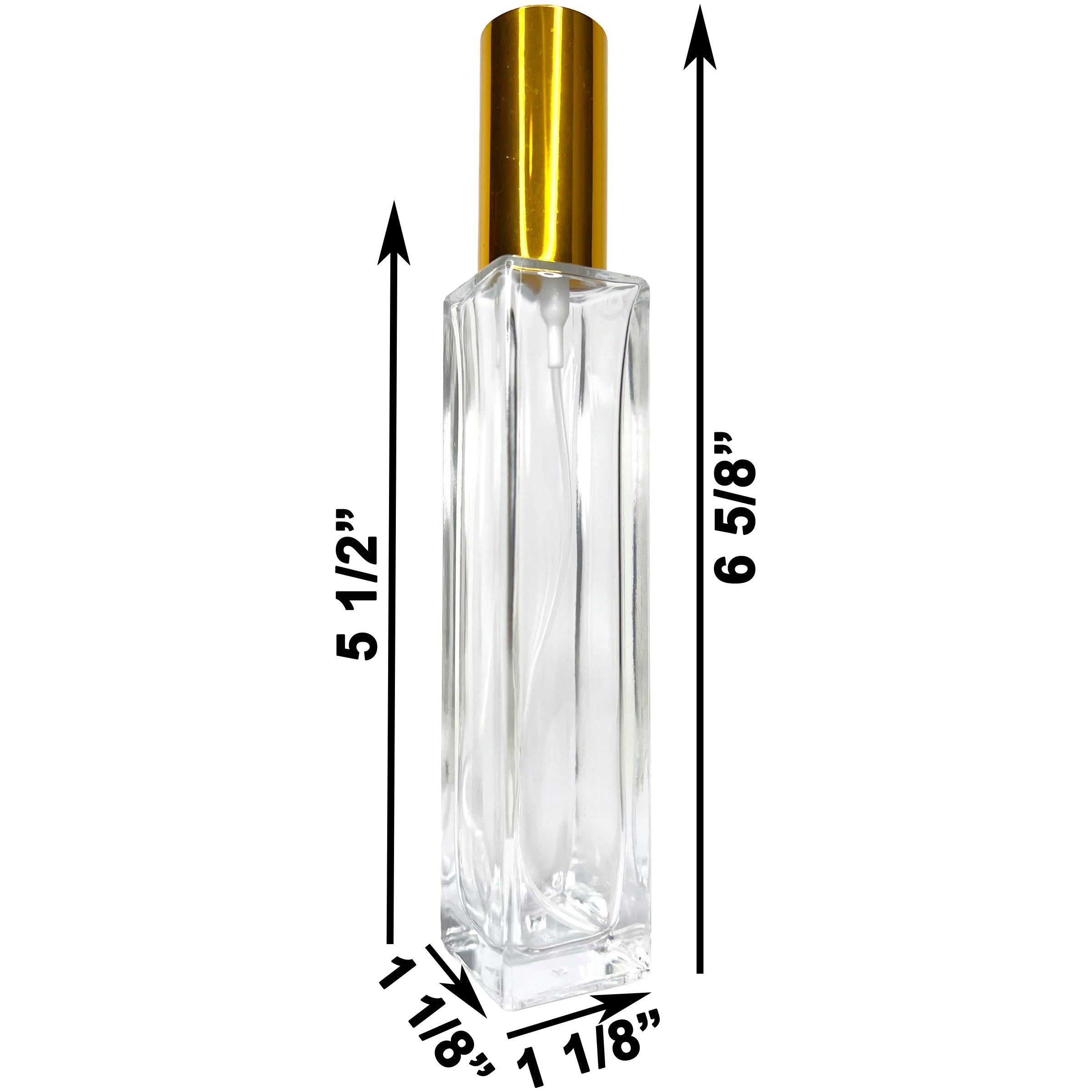 50ml 1.7oz Perfume Thick Glass Tall Spray Bottles Gold Atomizers