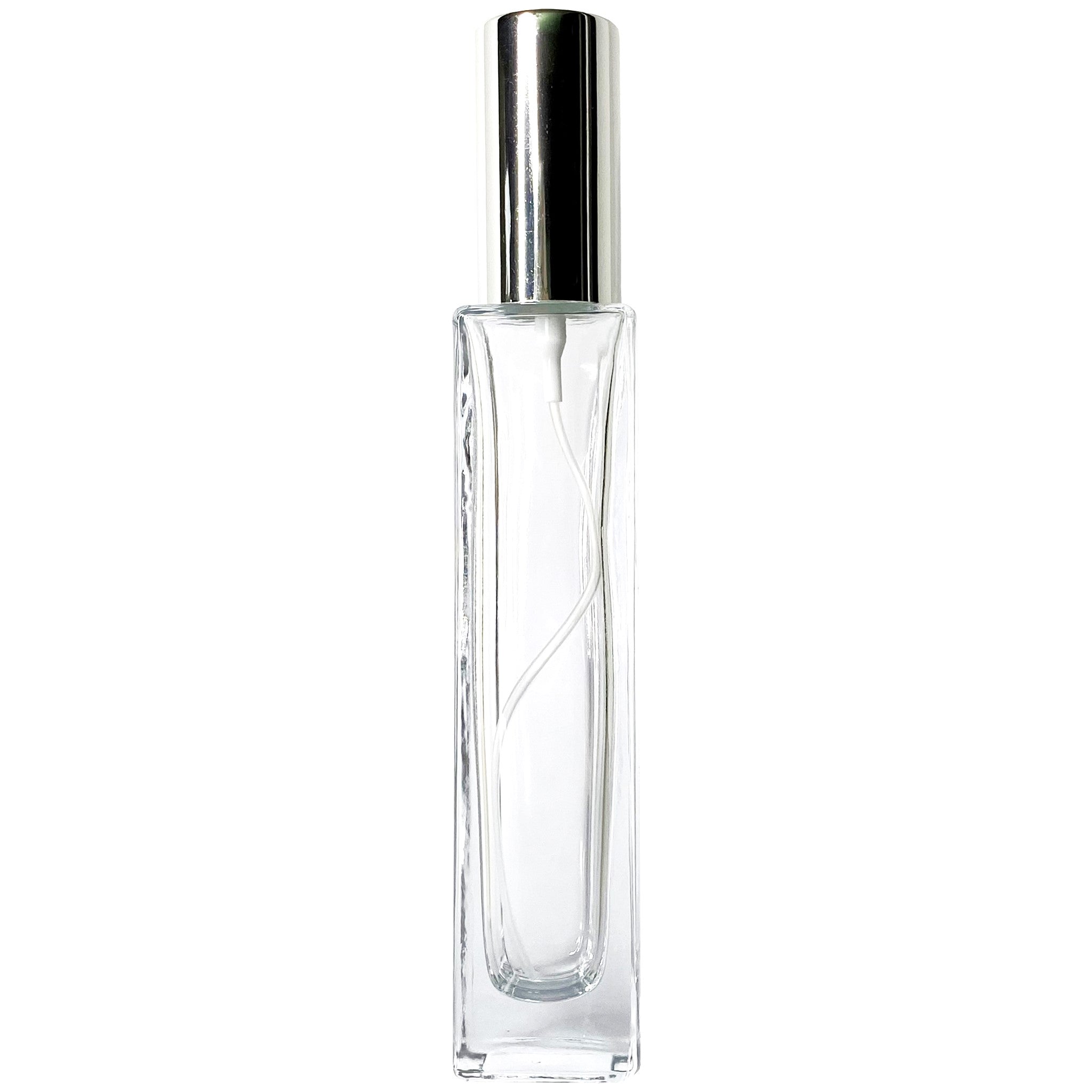 50ml 1.7oz Perfume Thick Glass Tall Spray Bottles Silver Atomizers