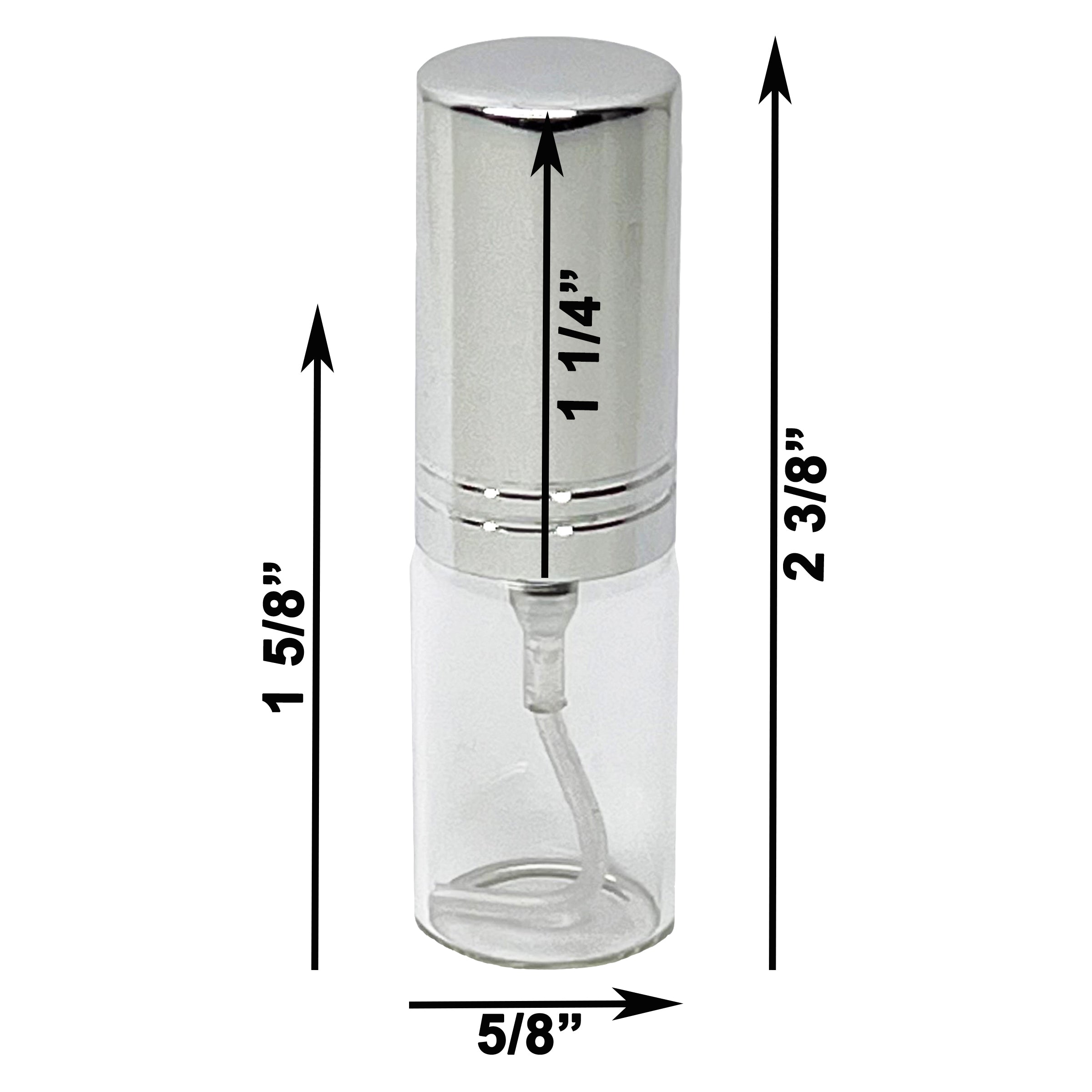 5ml 0.17oz Perfume Glass Spray Bottles Shiny Silver Line Cap