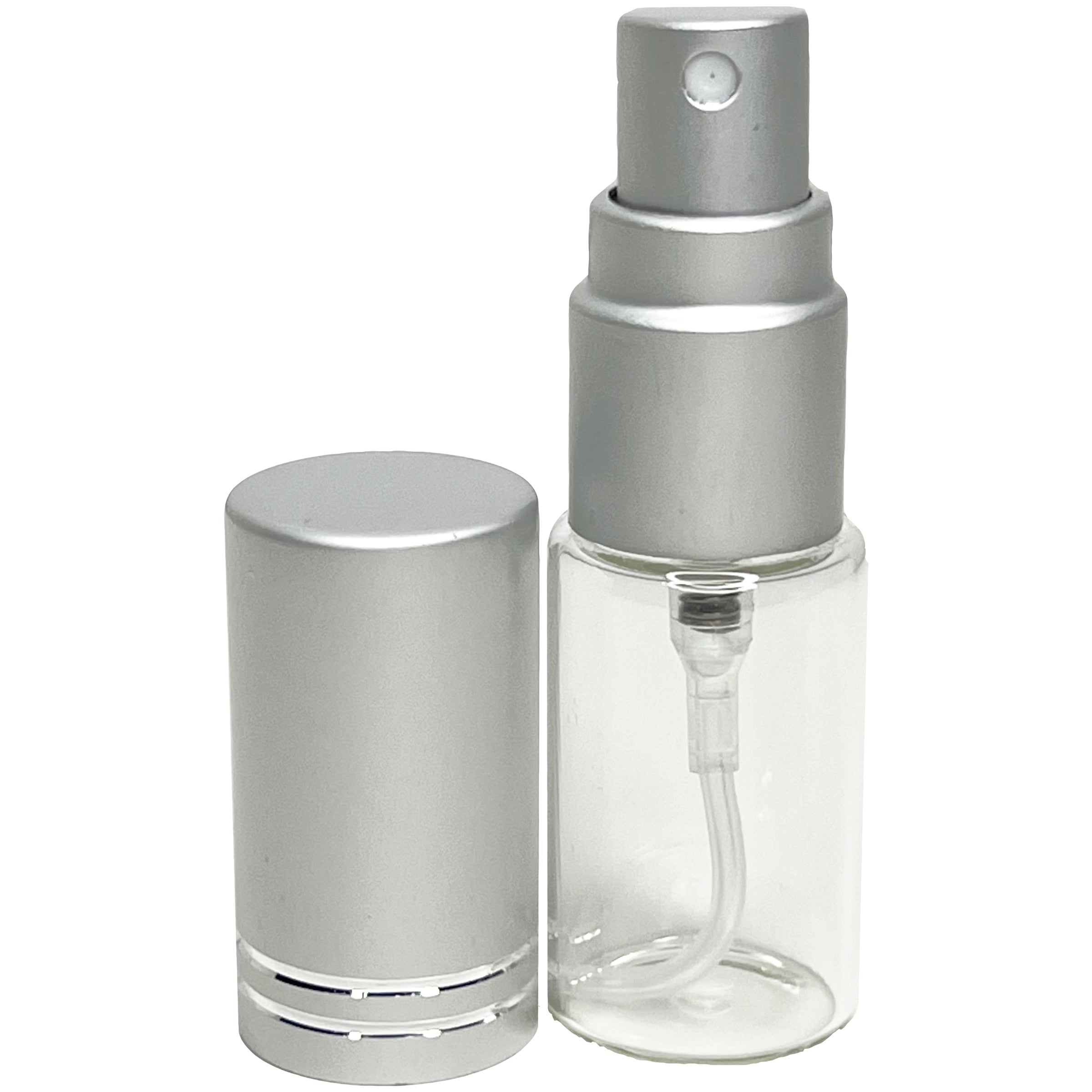 5ml 0.17oz Perfume Glass Spray Bottles Matte Silver Line Cap