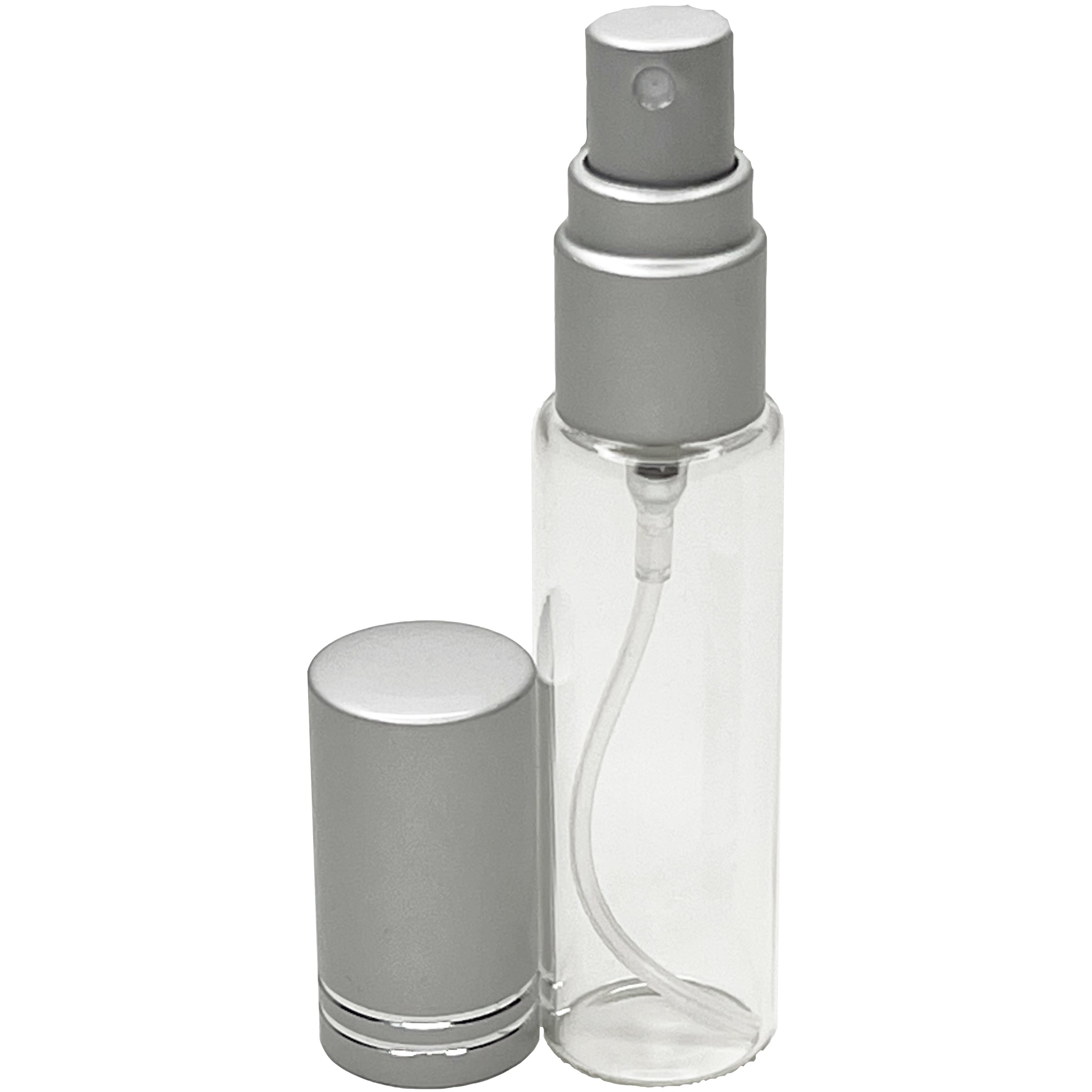10ml 0.33oz Perfume Glass Spray Bottles Matte Silver Line Cap