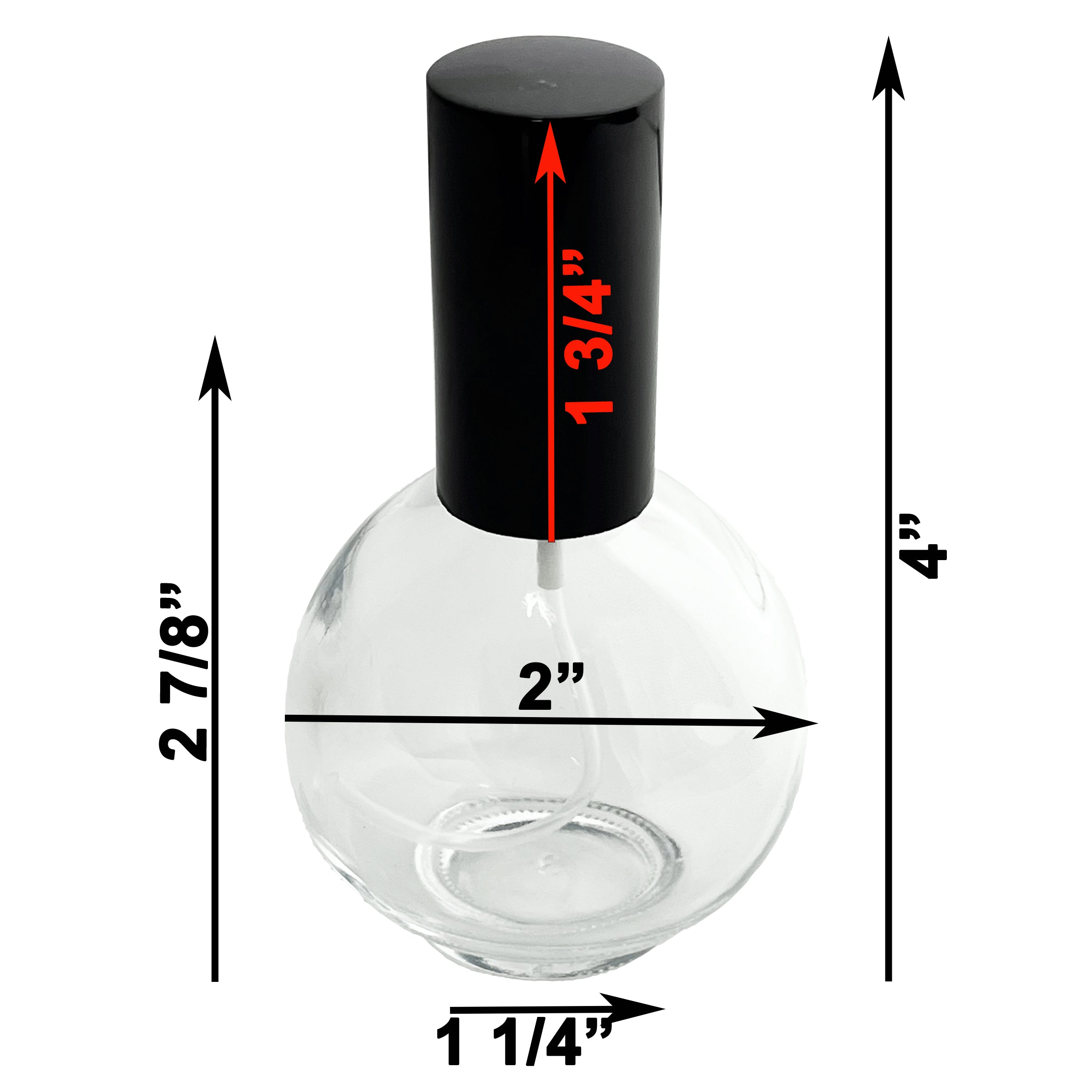 75ml 2.5oz Perfume Sphere Glass Spray Bottles Black Atomizers