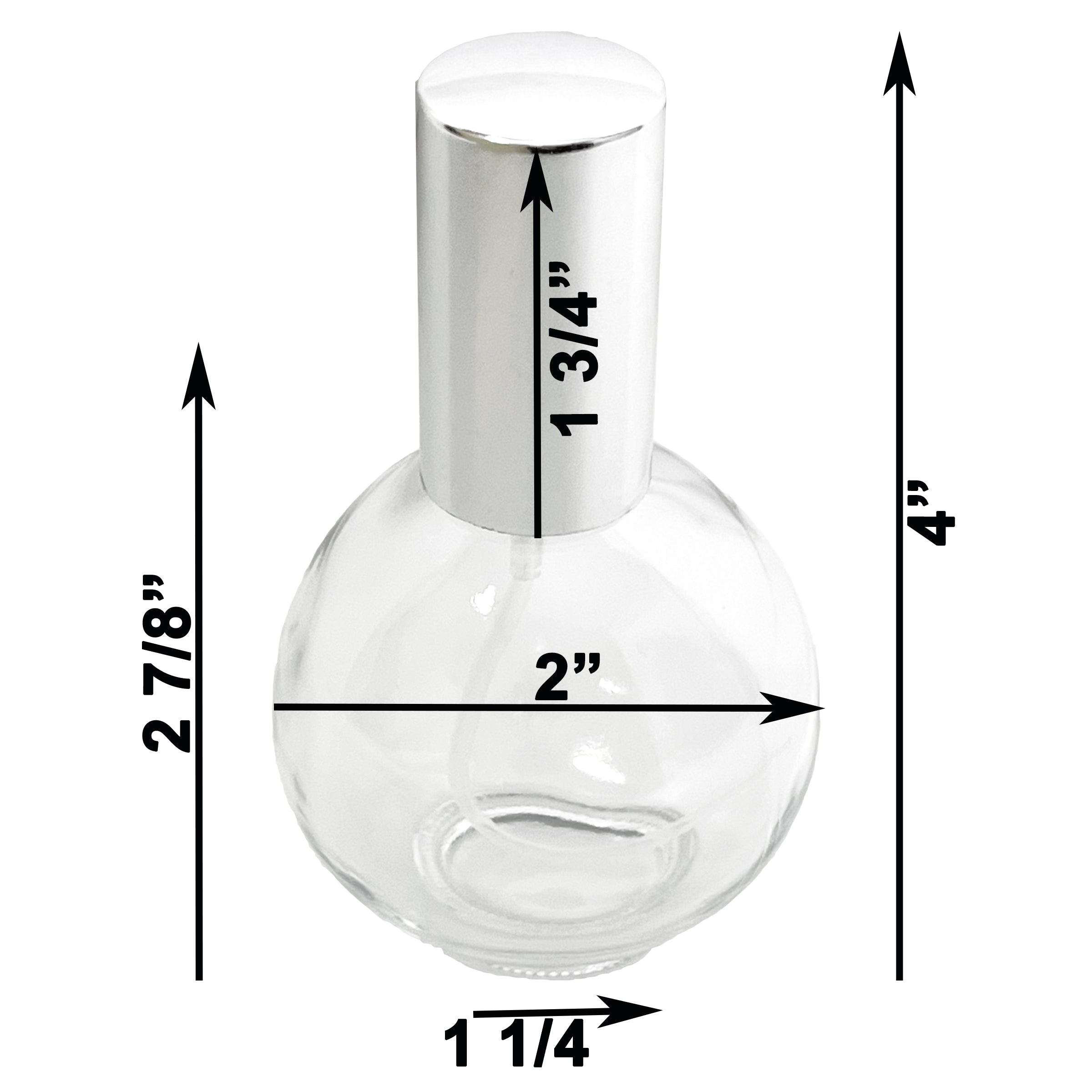 75ml 2.5oz Perfume Sphere Glass Spray Bottles Silver Atomizers