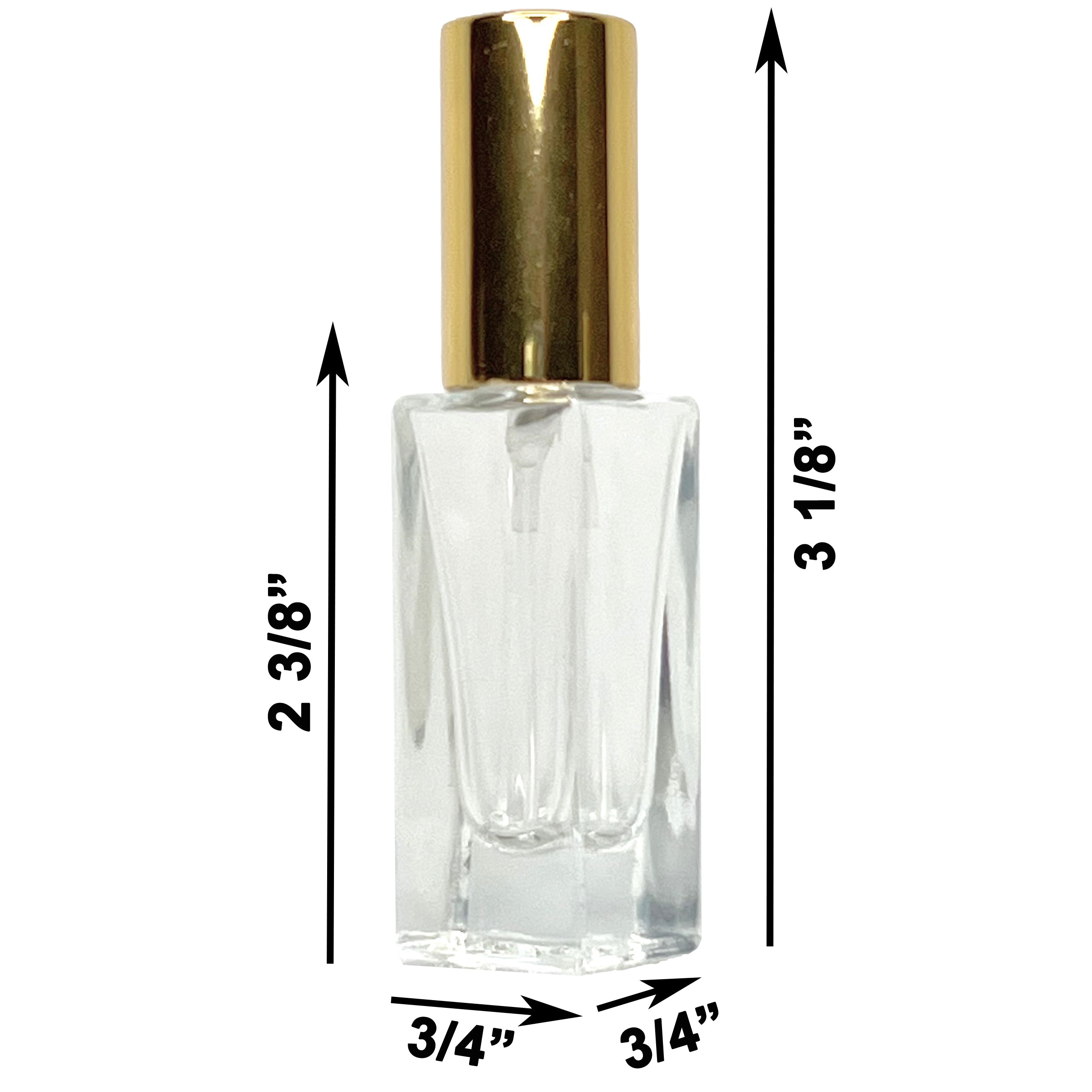 7ml 0.23oz Perfume Thick Glass Tall Spray Bottles Gold Atomizers