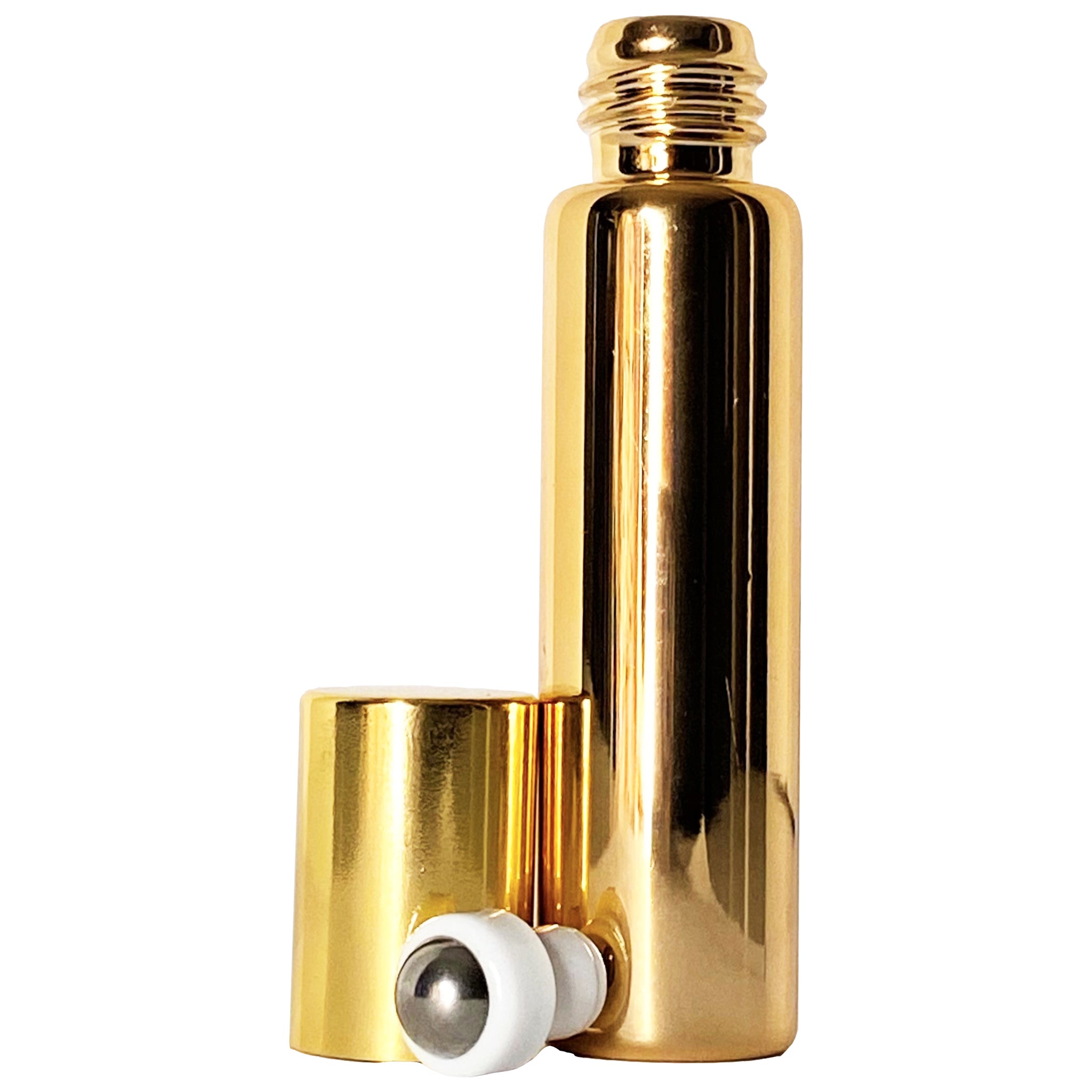 10ml 0.33oz Gold UV Electroplated Glass Roll On Roller Bottles