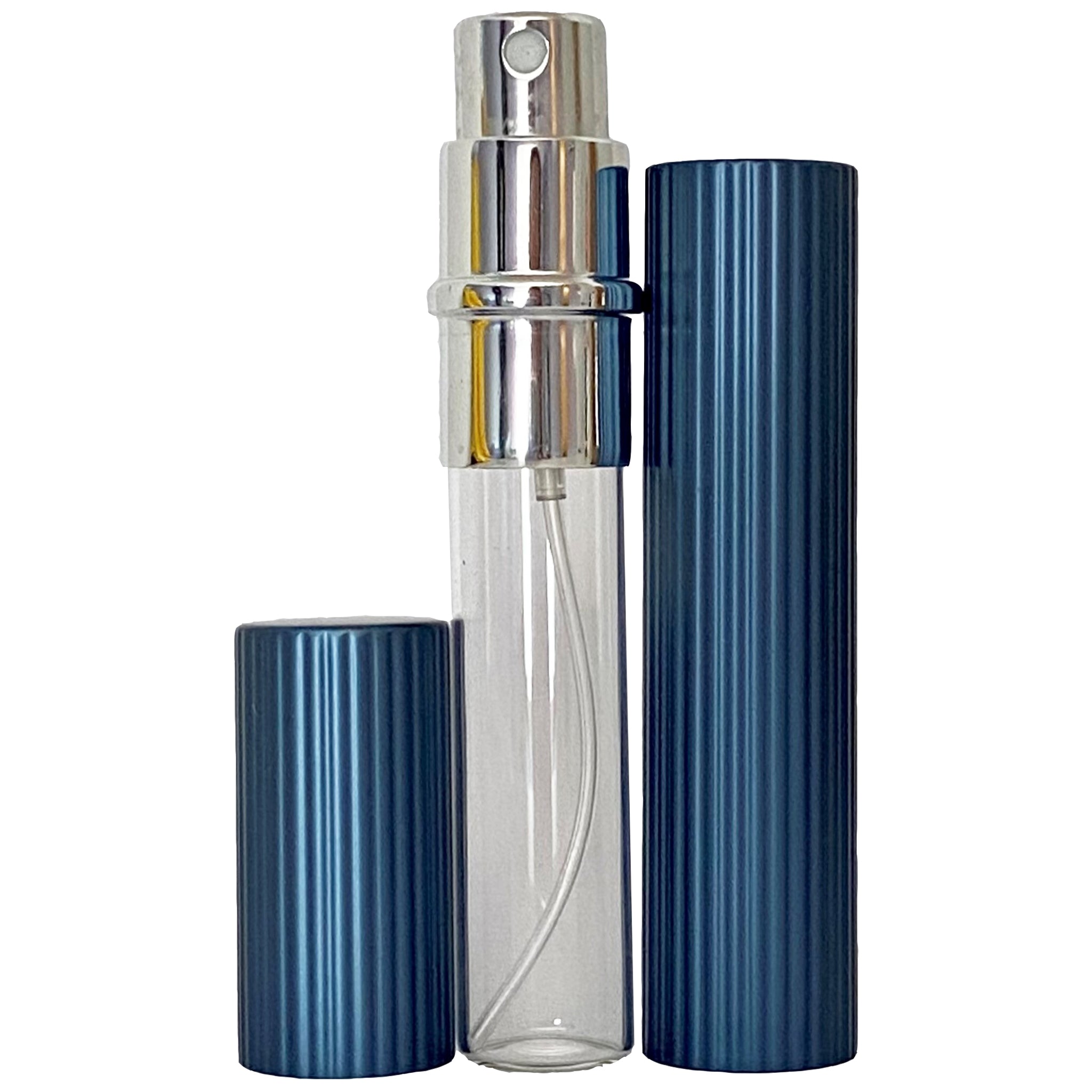 8ml 0.27oz Blue Perfume Glass Spray Deluxe Bottles Silver Atomizers