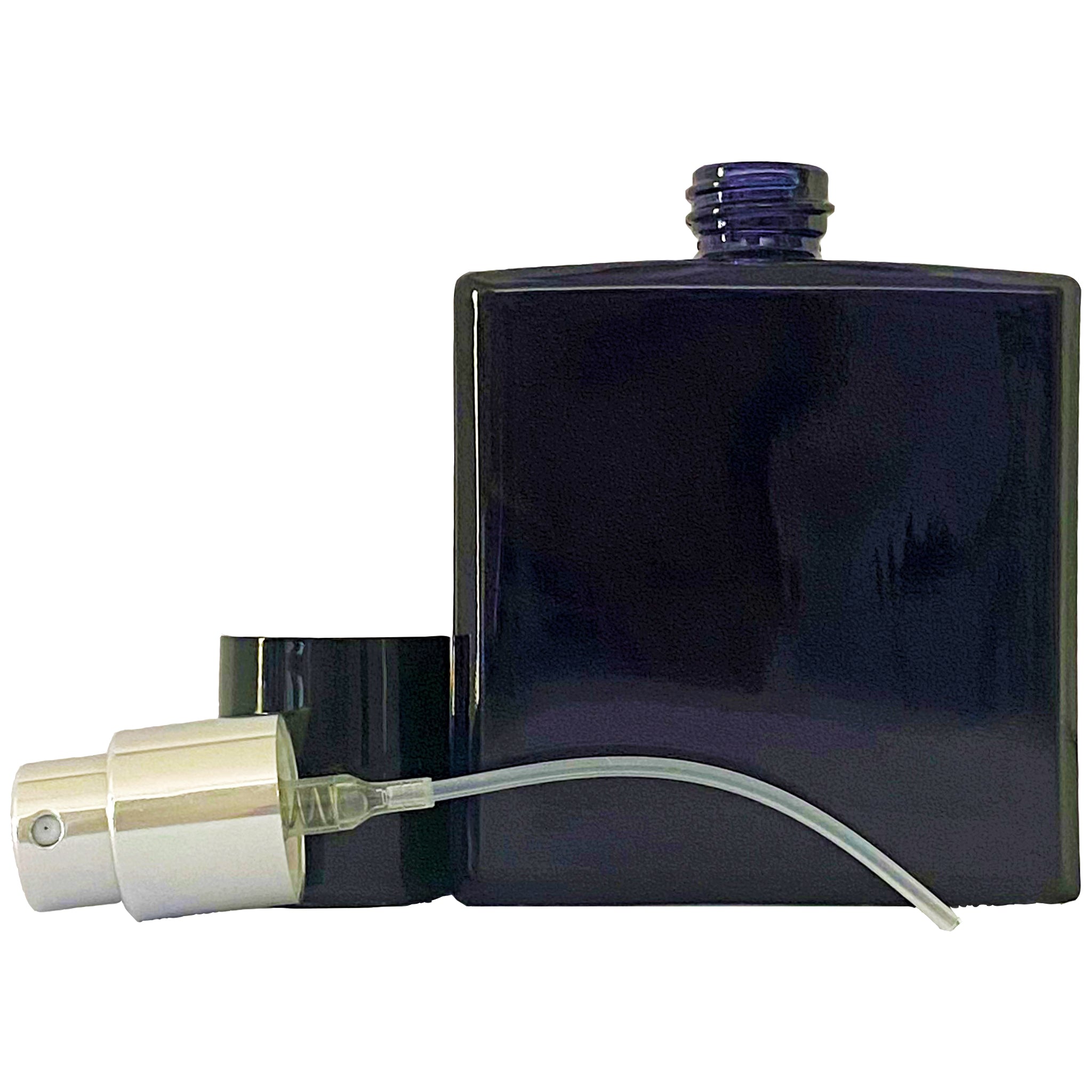 30ml 1oz Dark Blue Perfume Glass Square Spray Bottles Black Cap