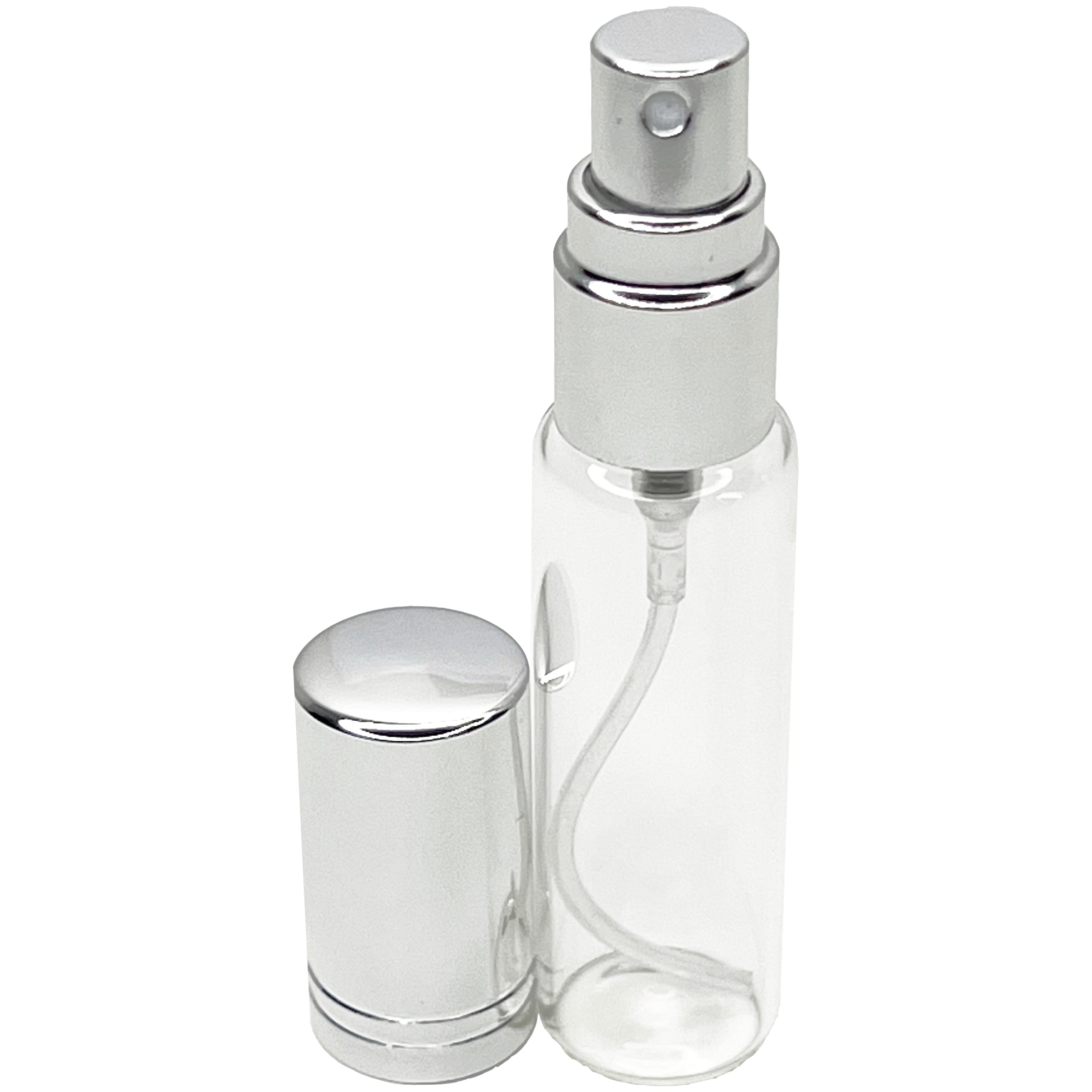 10ml 0.33oz Perfume Glass Spray Bottles Shiny Silver Line cap