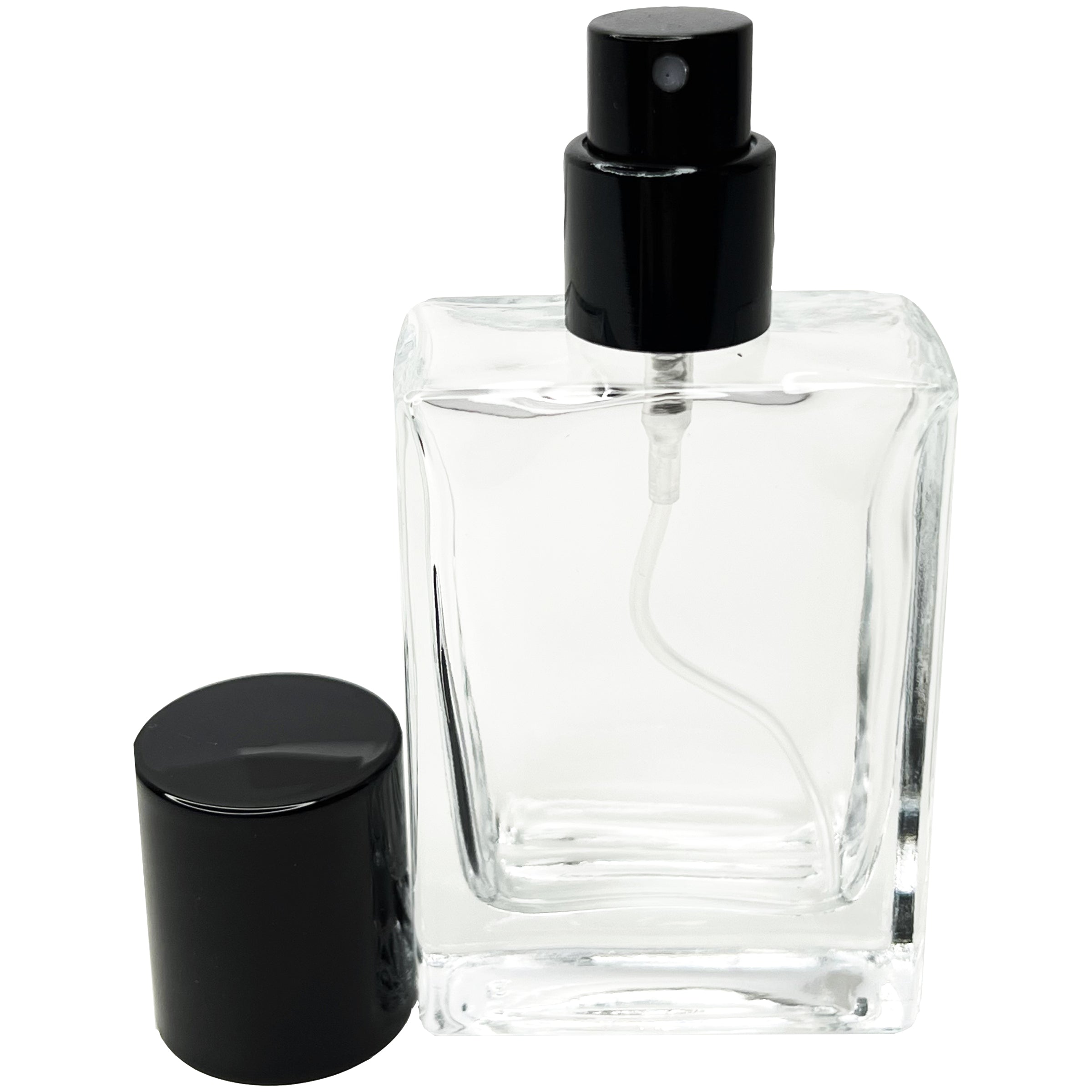 30ml 1oz Perfume Square Glass Spray Bottles Black Atomizer Lid