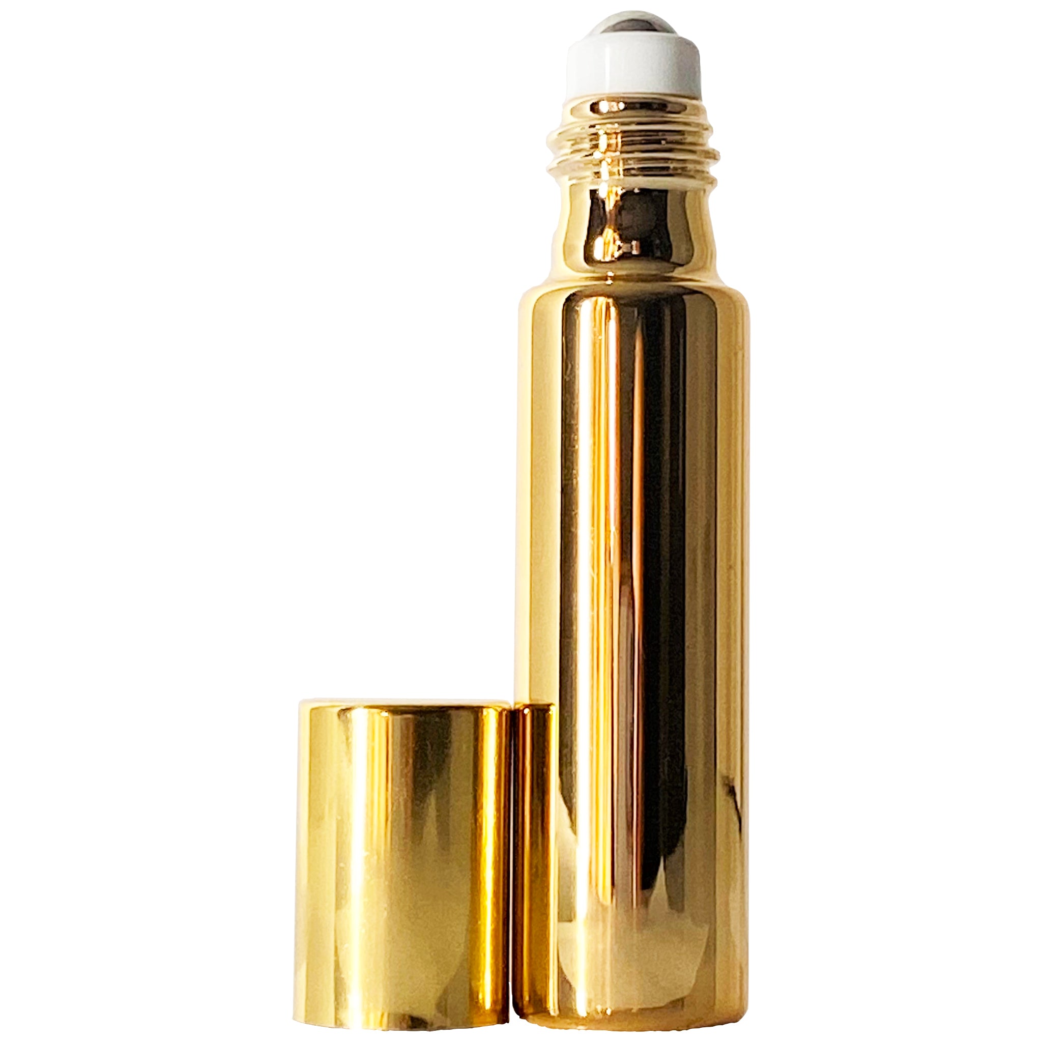 10ml 0.33oz Gold UV Electroplated Glass Roll On Roller Bottles