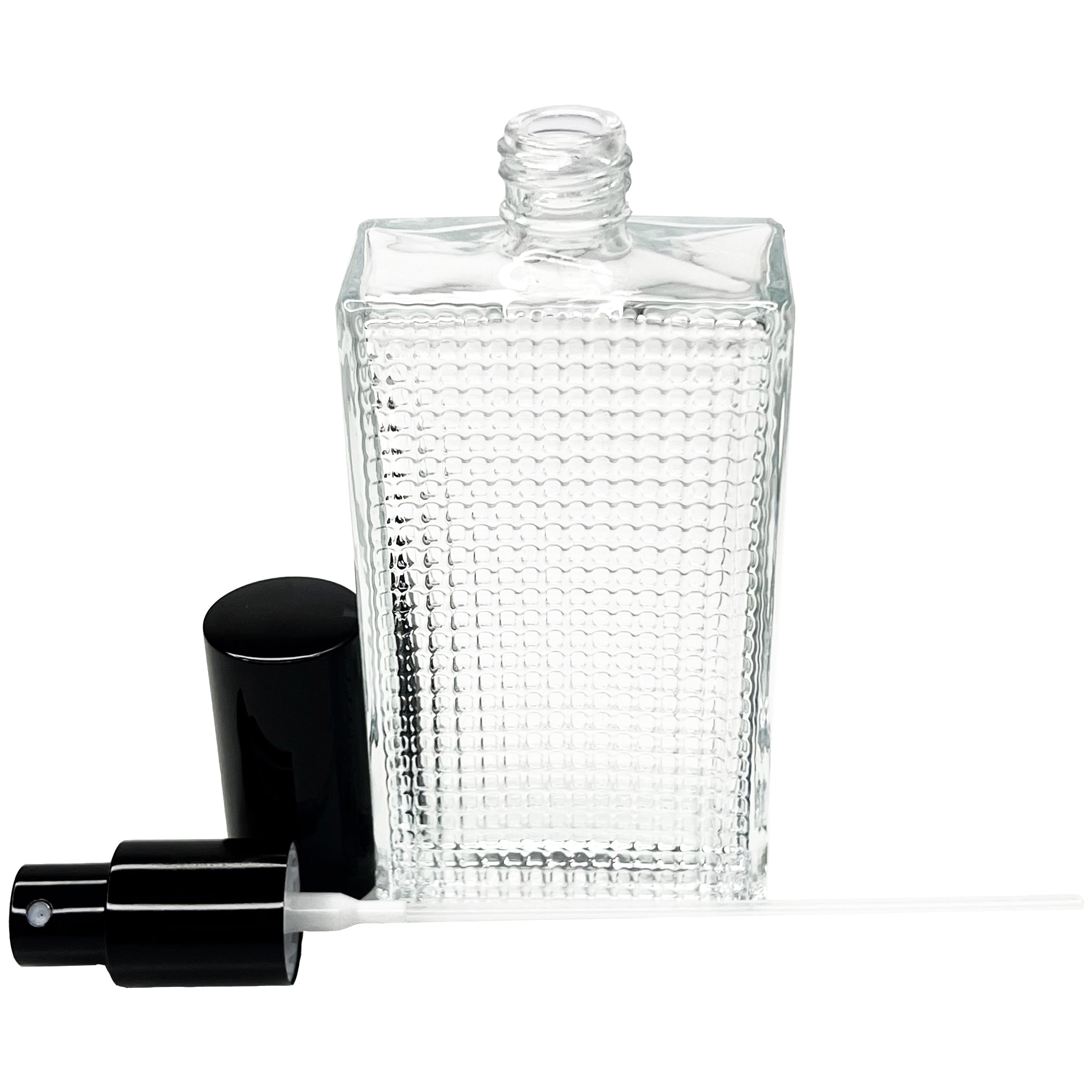 100ml 3.3oz Perfume Front Grid Glass Spray Bottles Black Atomizers