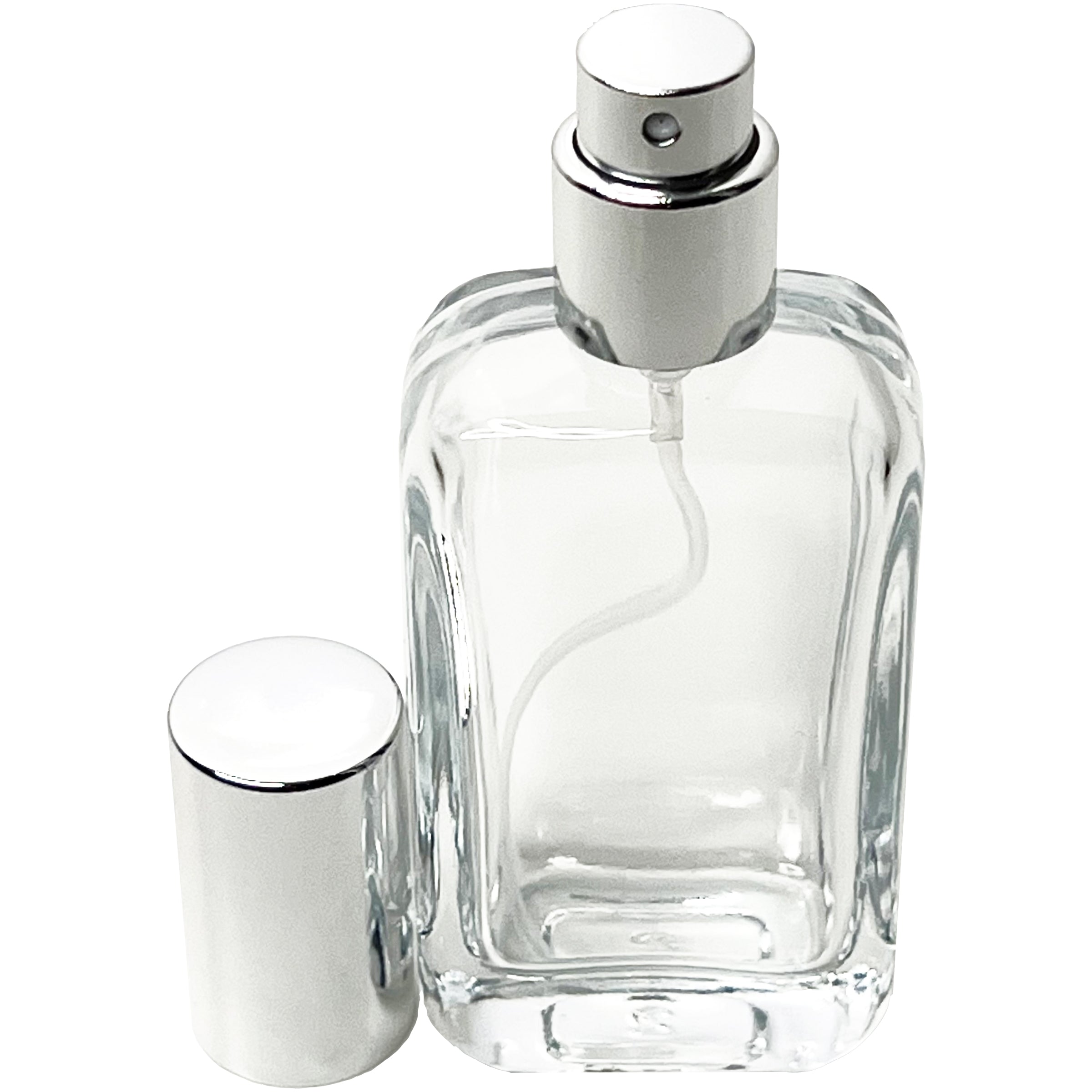 30ml 1oz Perfume Rounded Glass Spray Bottles Silver cap