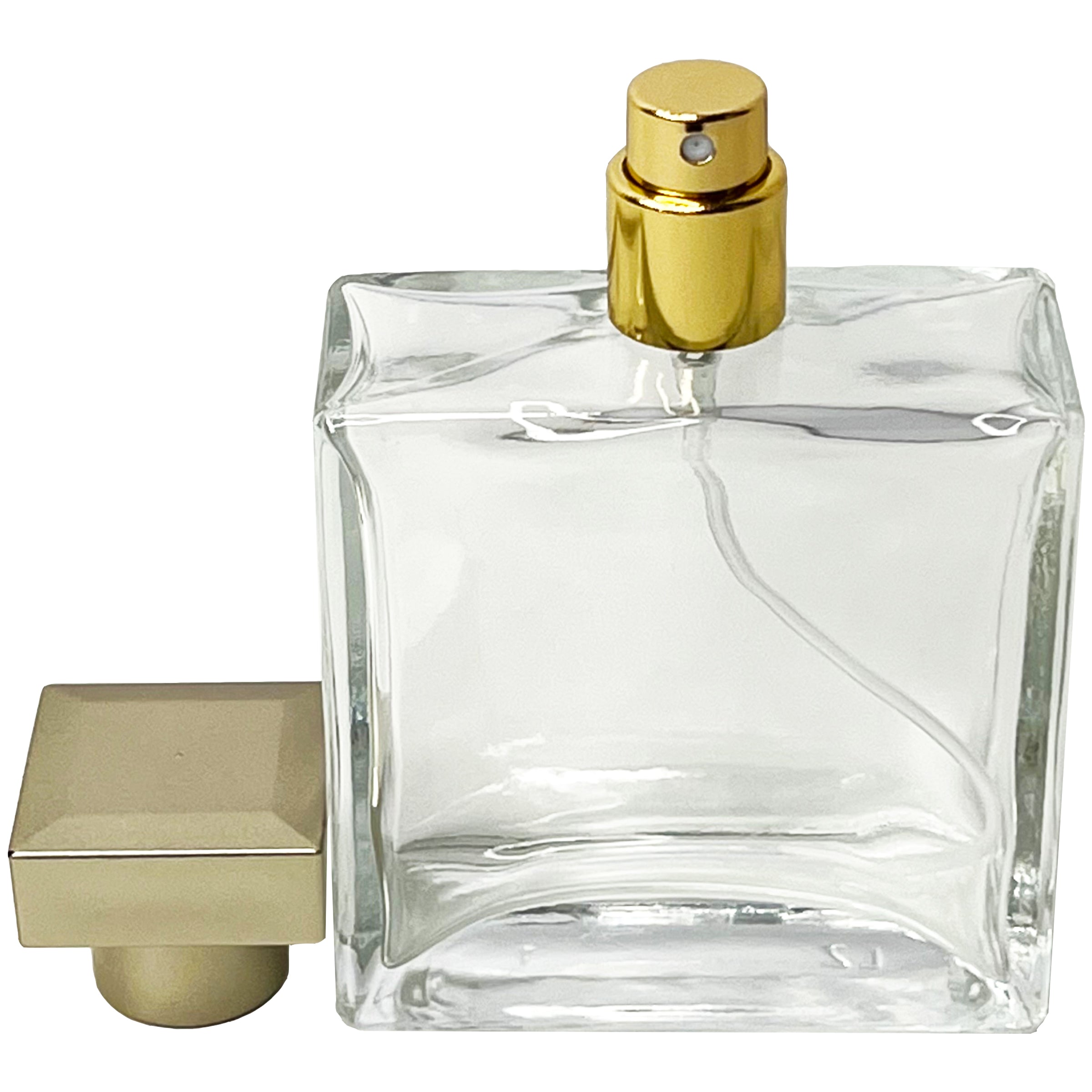 50ml 1.7oz Thick Glass Perfume Square Spray Bottle Bronze Lid
