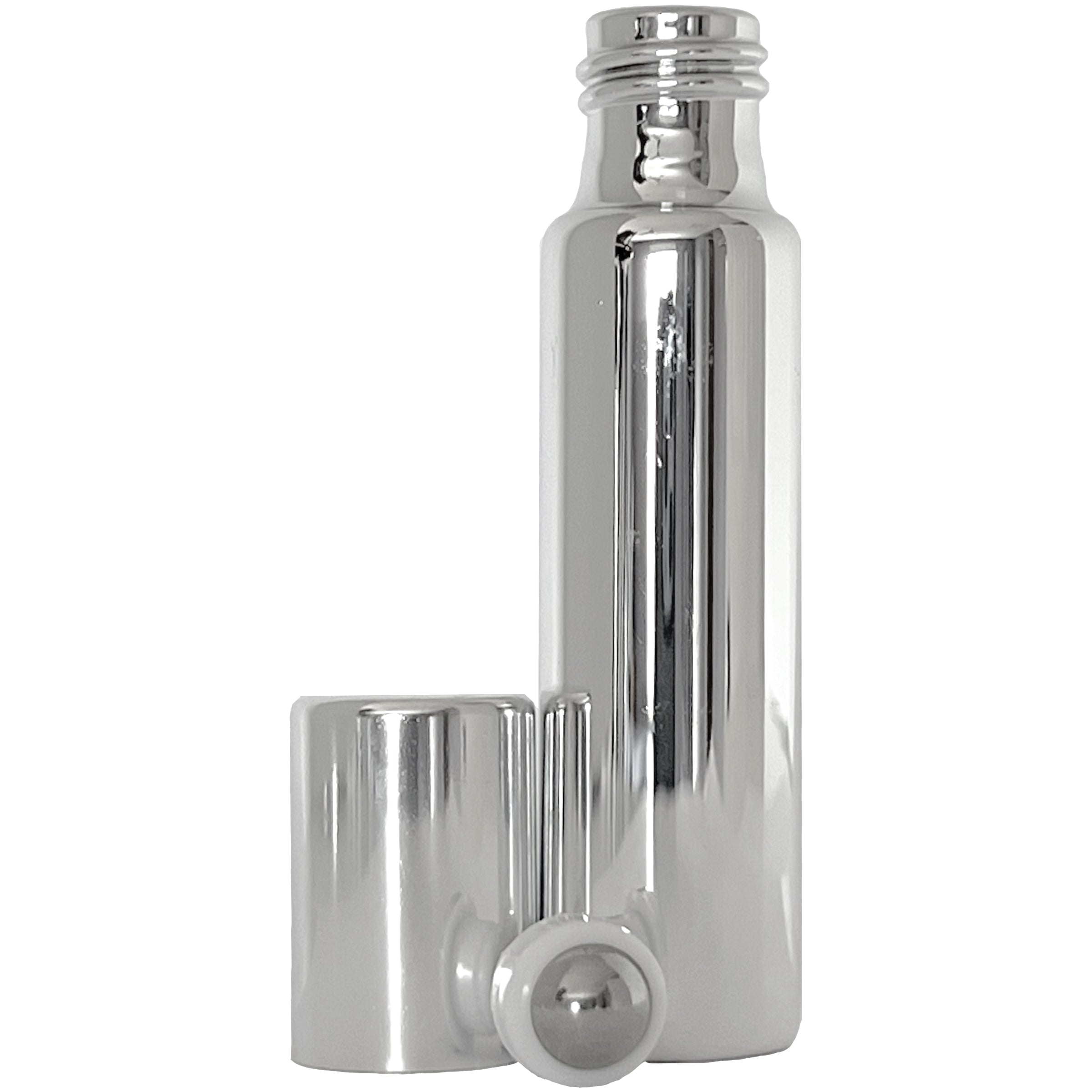 10ml 0.33oz Silver UV Electroplated Glass Roll On Roller Bottles