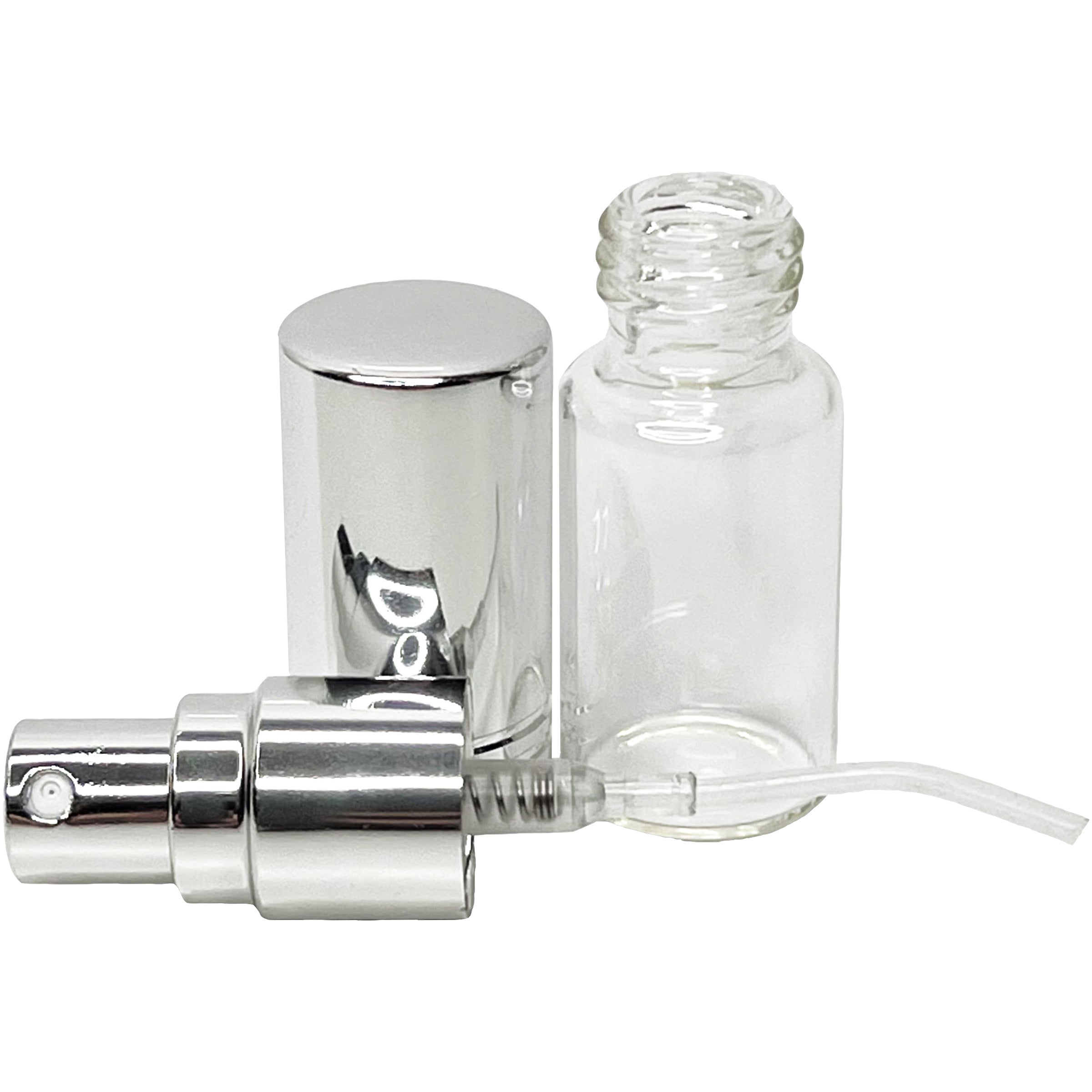 5ml 0.17oz Perfume Glass Spray Bottles Shiny Silver Line Cap