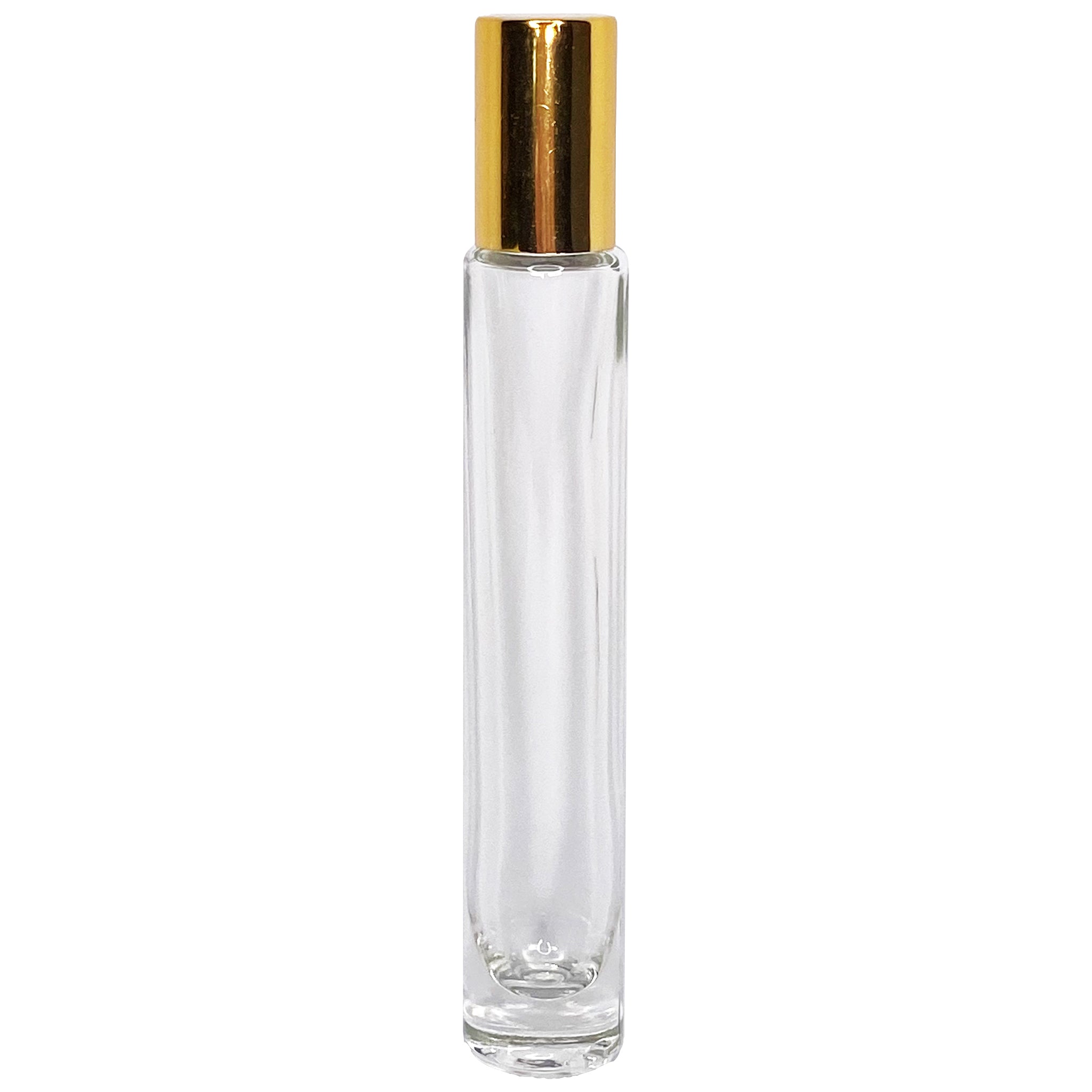 10ml 0.33oz Cylinder Thick Glass Roll On Roller Bottle Gold Cap