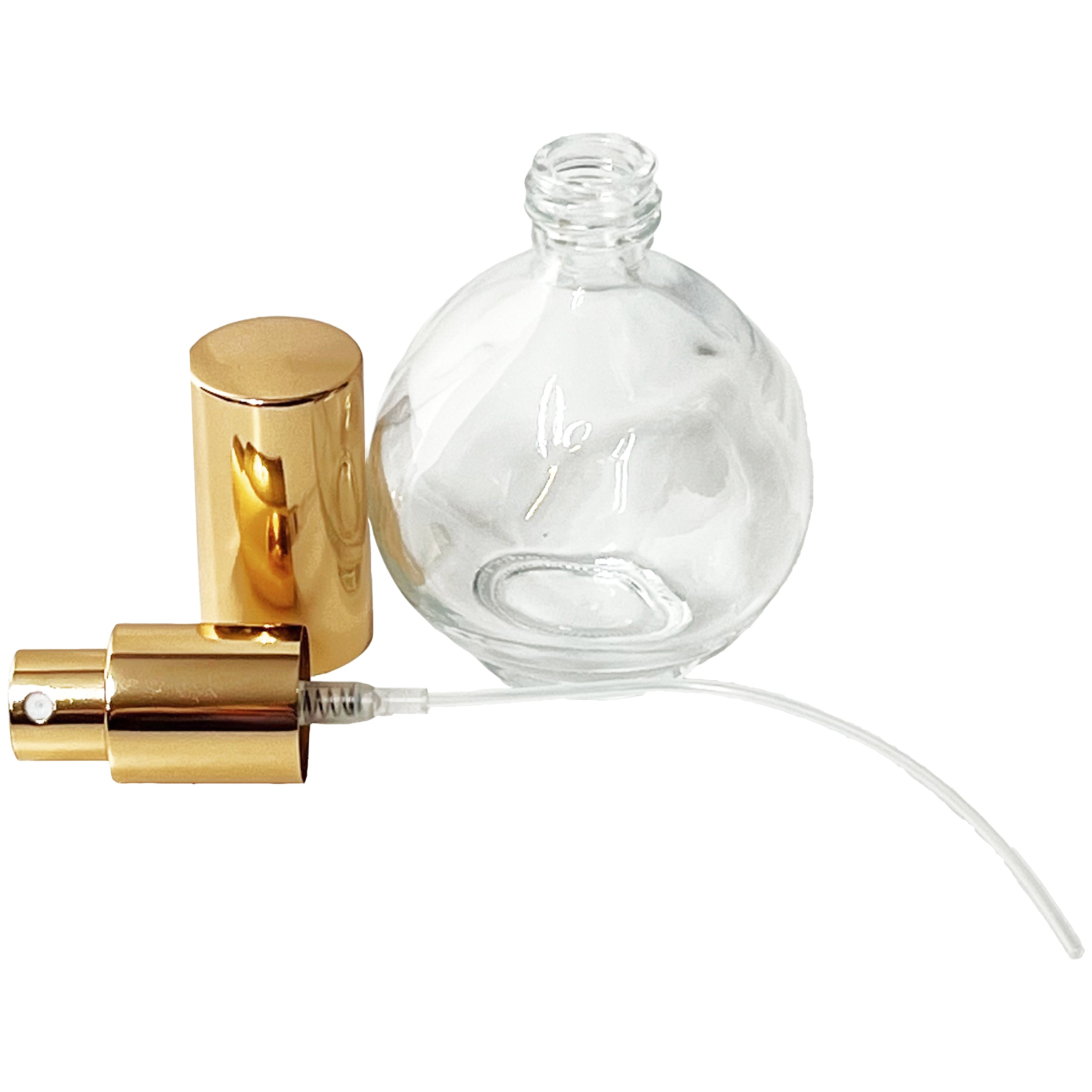 75ml 2.5oz Perfume Sphere Glass Spray Bottles Gold Atomizers