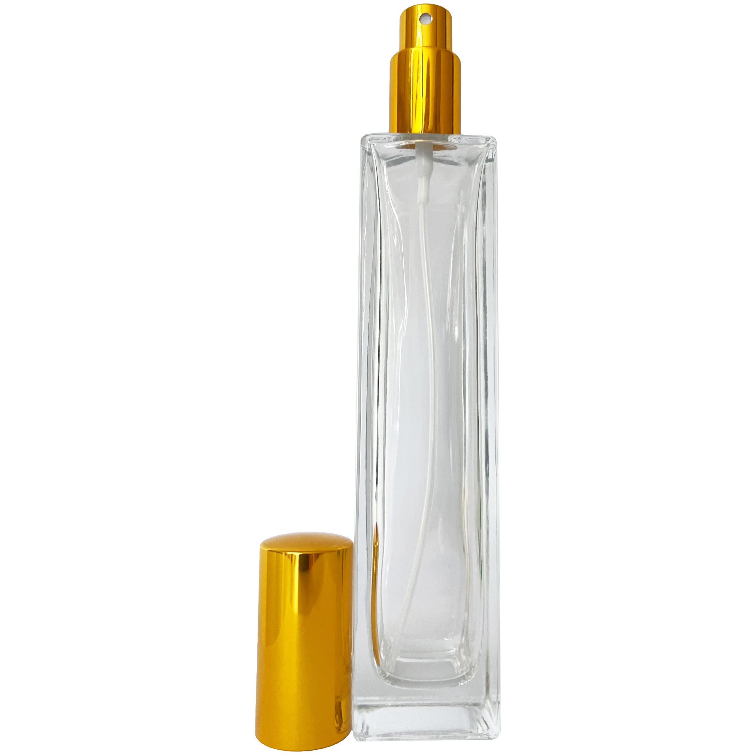 100ml 3.3oz Perfume Thick Glass Spray Tall Bottles Gold Atomizers