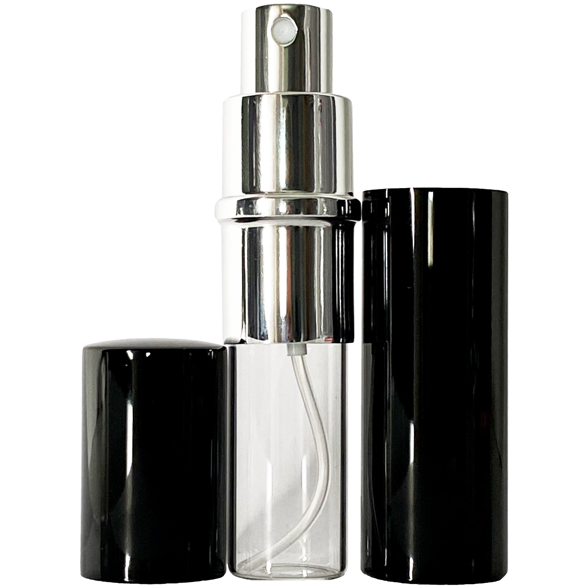10ml 0.33oz Black Perfume Glass Spray Deluxe Bottles Silver Atomizers