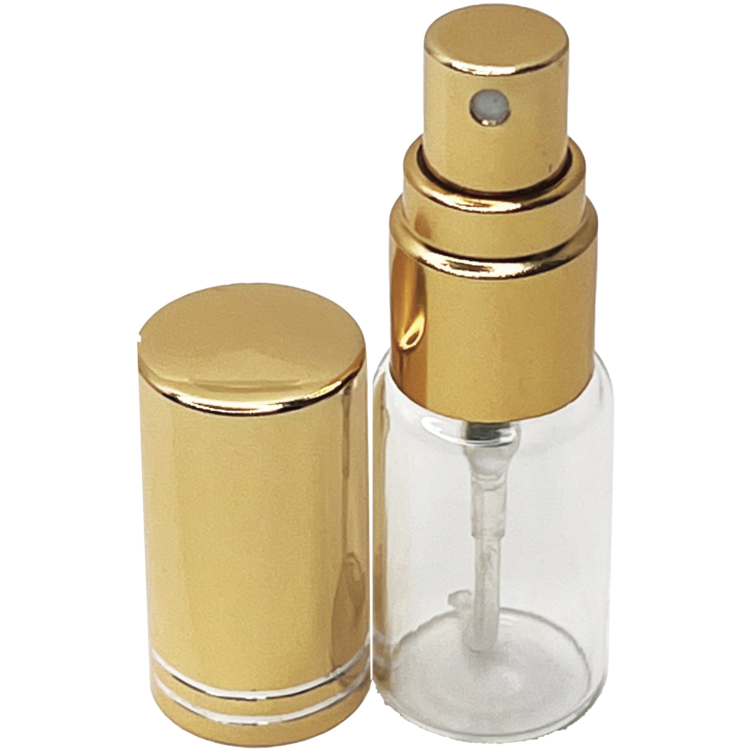 5ml 0.17oz Perfume Glass Spray Bottles Shiny Gold Line Cap