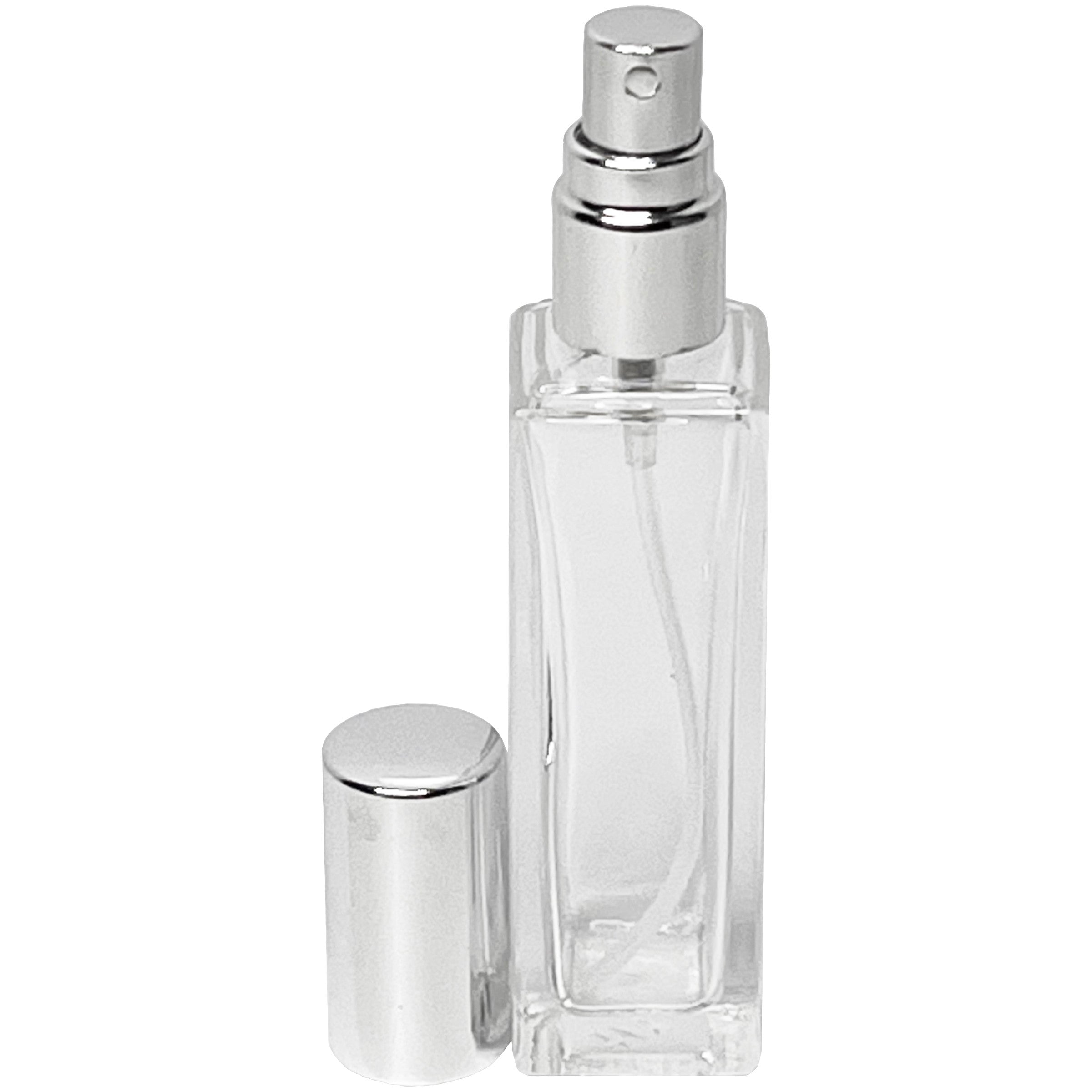 20ml 0.67oz Perfume Thick Glass Tall Spray Bottles Silver Atomizers