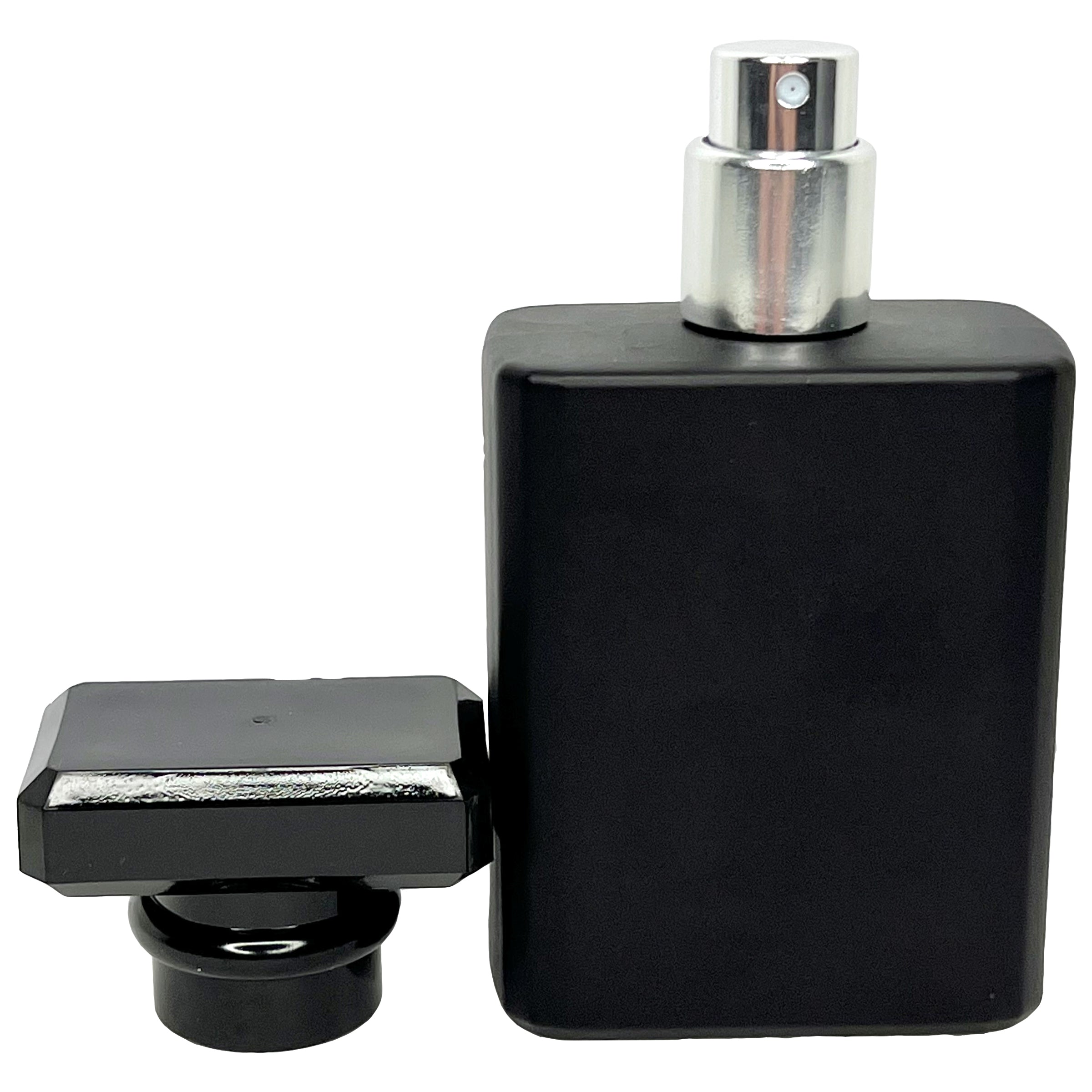 50ml 1.7oz Matte Black Glass Perfume Square Spray Bottle