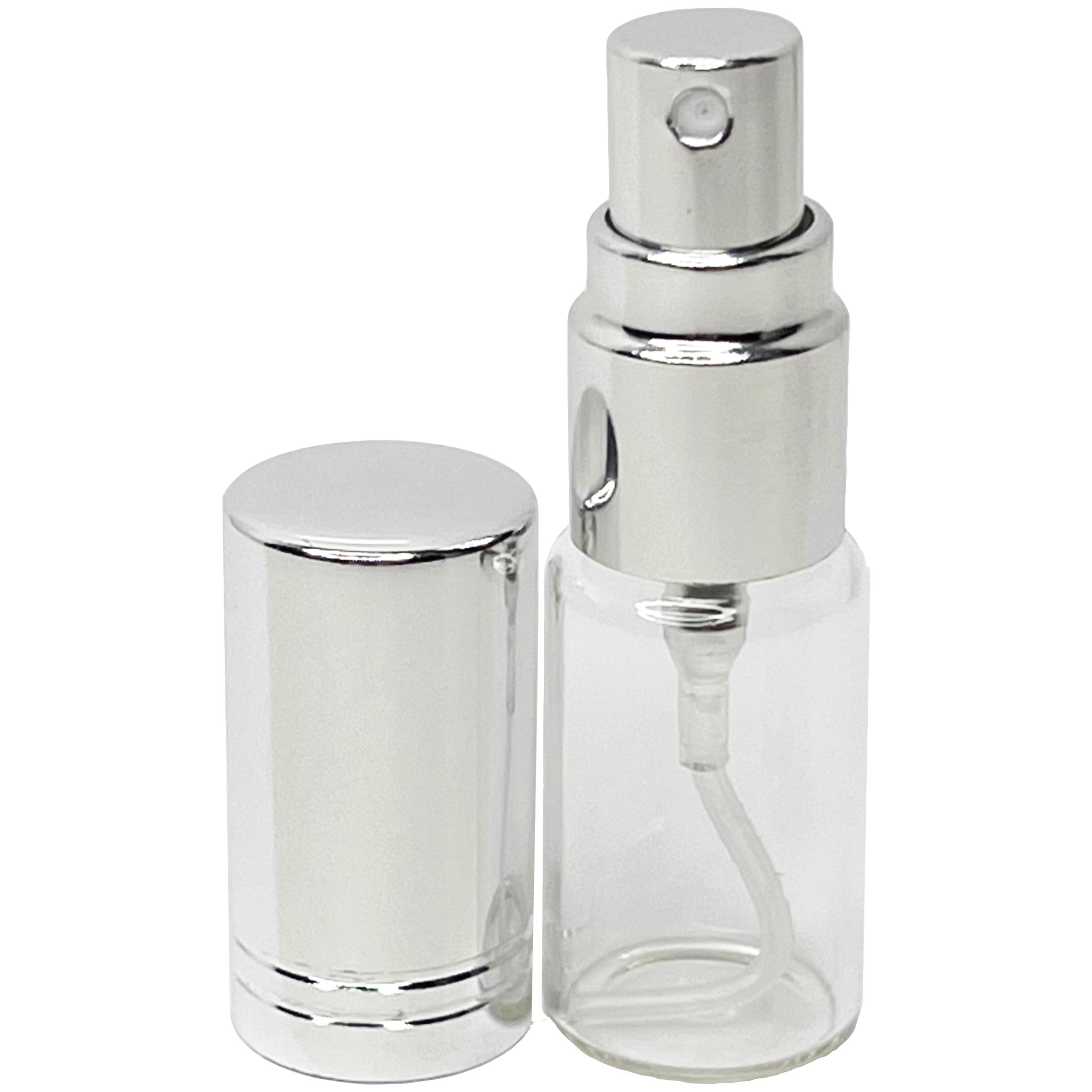 5ml 0.17oz Perfume Glass Spray Bottles Shiny Silver Line Cap