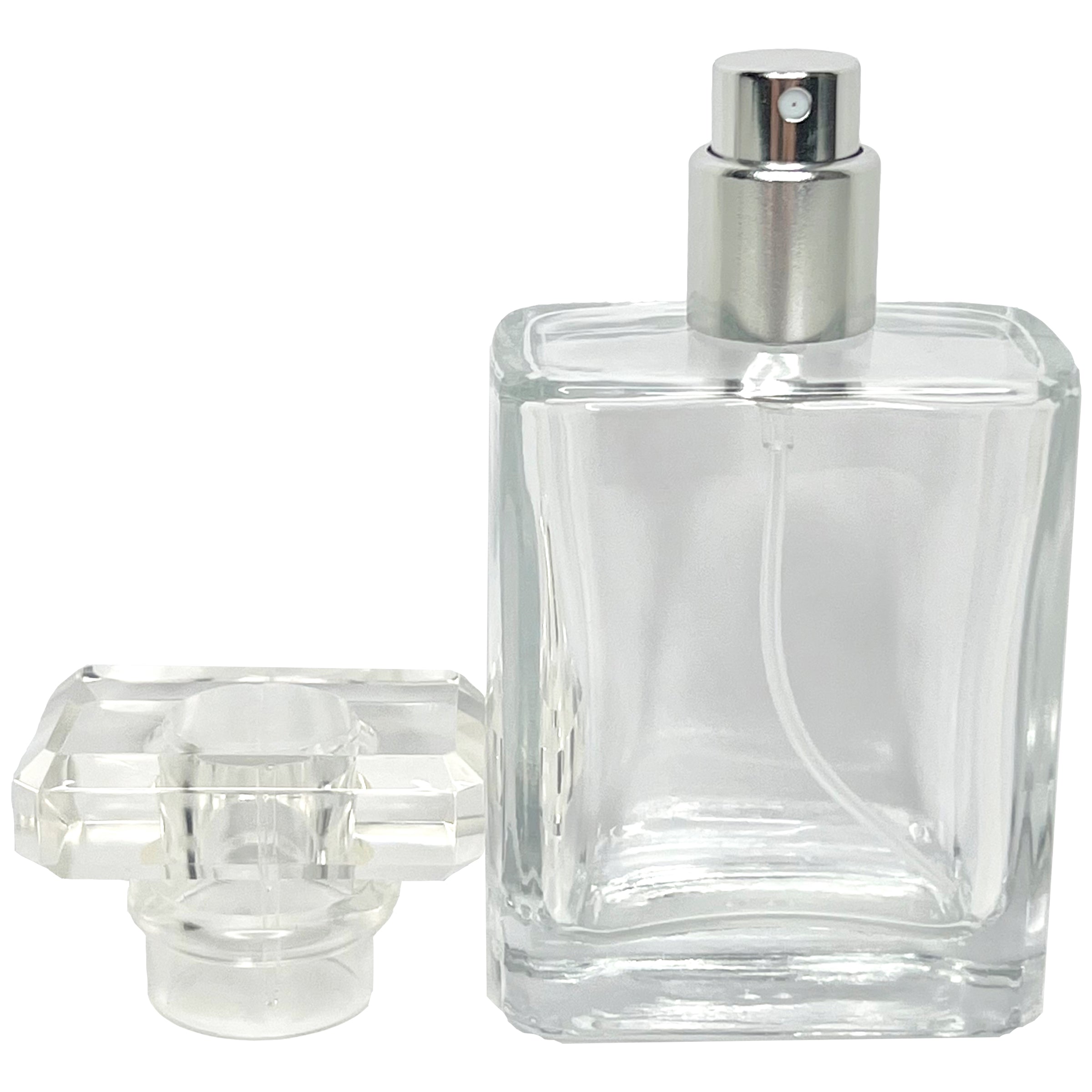 50ml 1.7oz Glass Perfume Square Spray Bottle Silver Atomizer