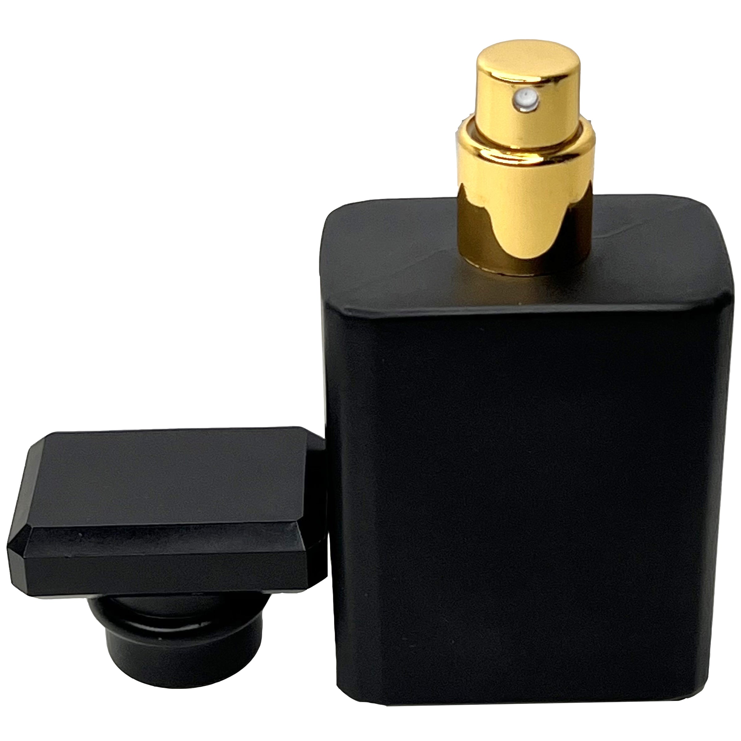 50ml 1.7oz Matte black glass perfume bottle gold sprayer