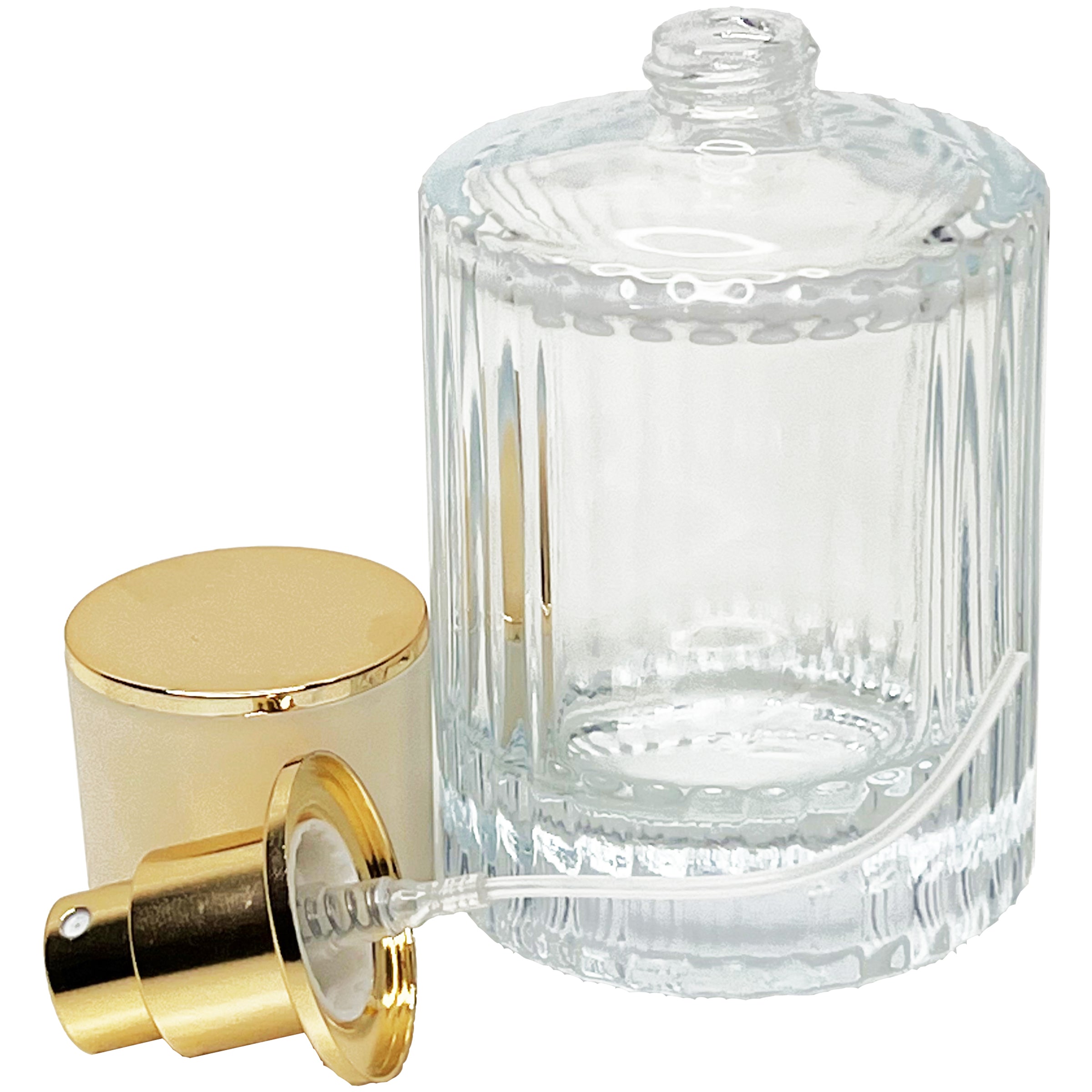 50ml 1.7oz thick heavy striped cylinder glass bottles gold beige lids
