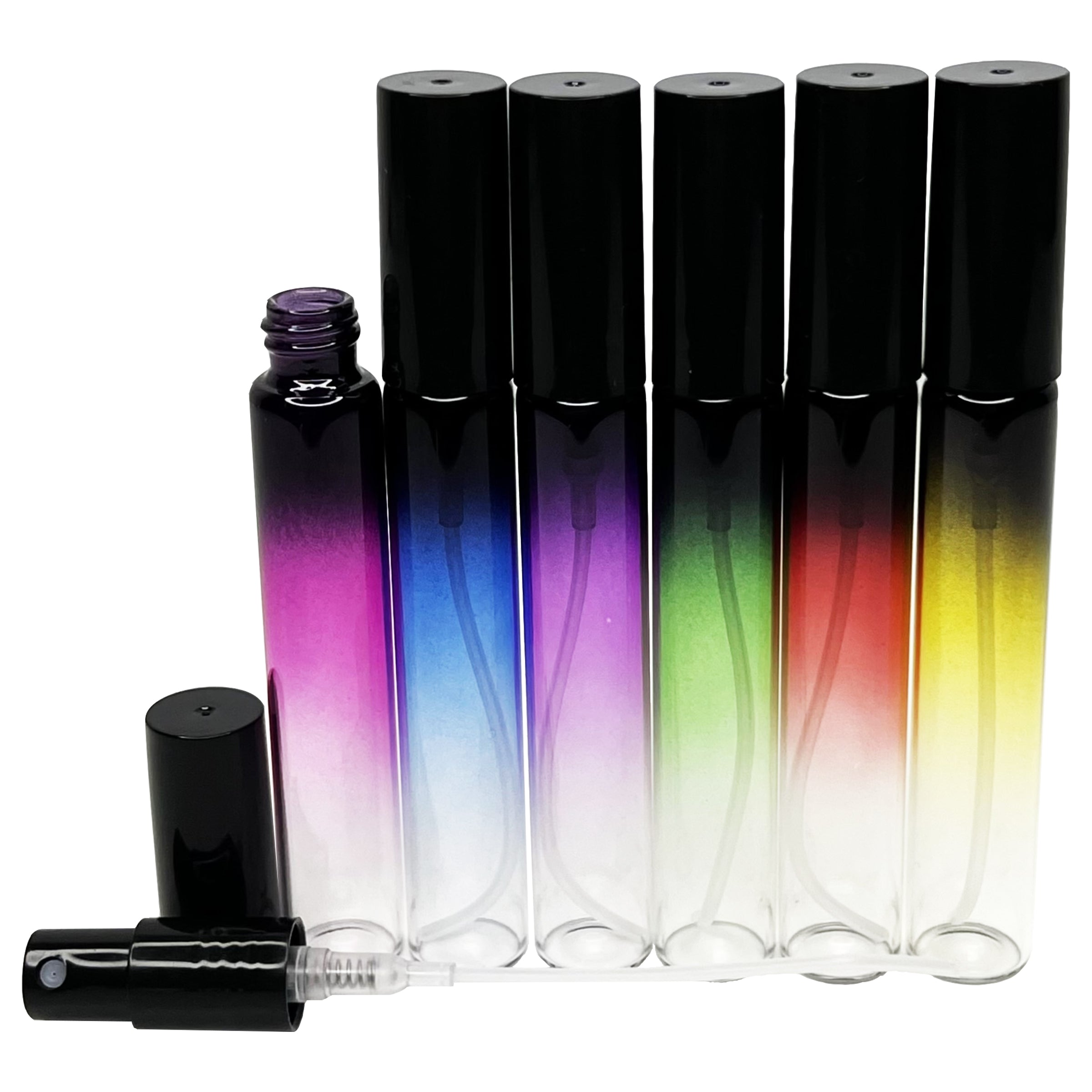 8ml 6 colors gradient black glass spray bottles