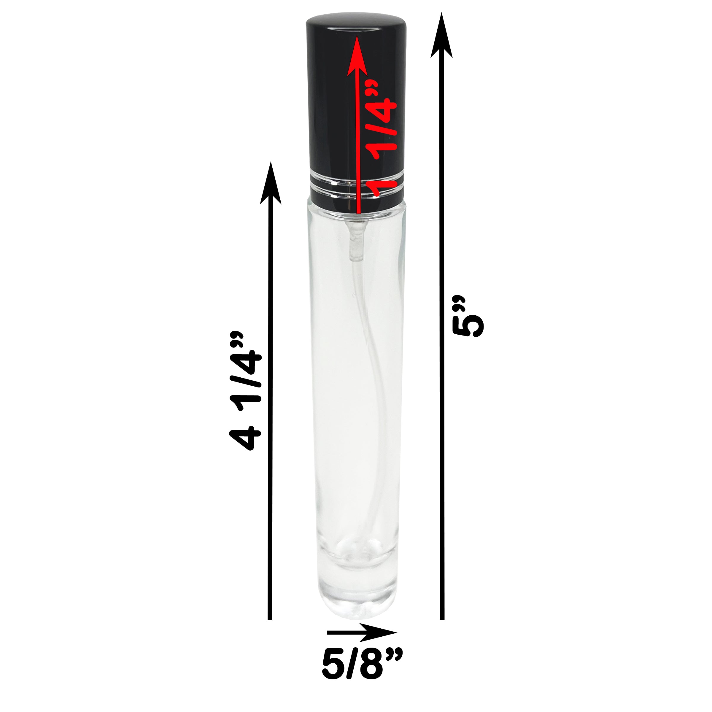 10ml 0.33oz Cylinder thick glass bottles cut line caps spray pumps