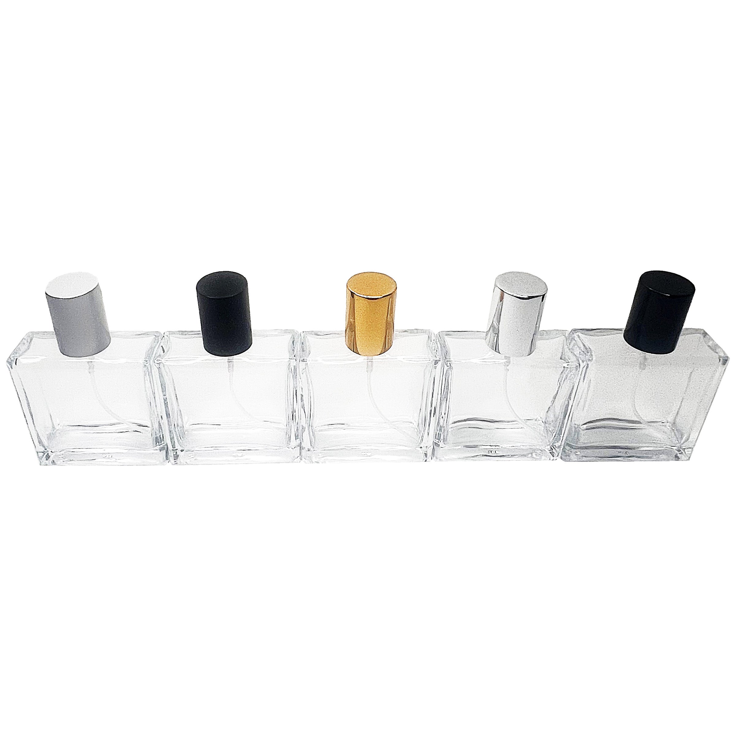 50ml 1.7oz square clear glass perfume spray bottles