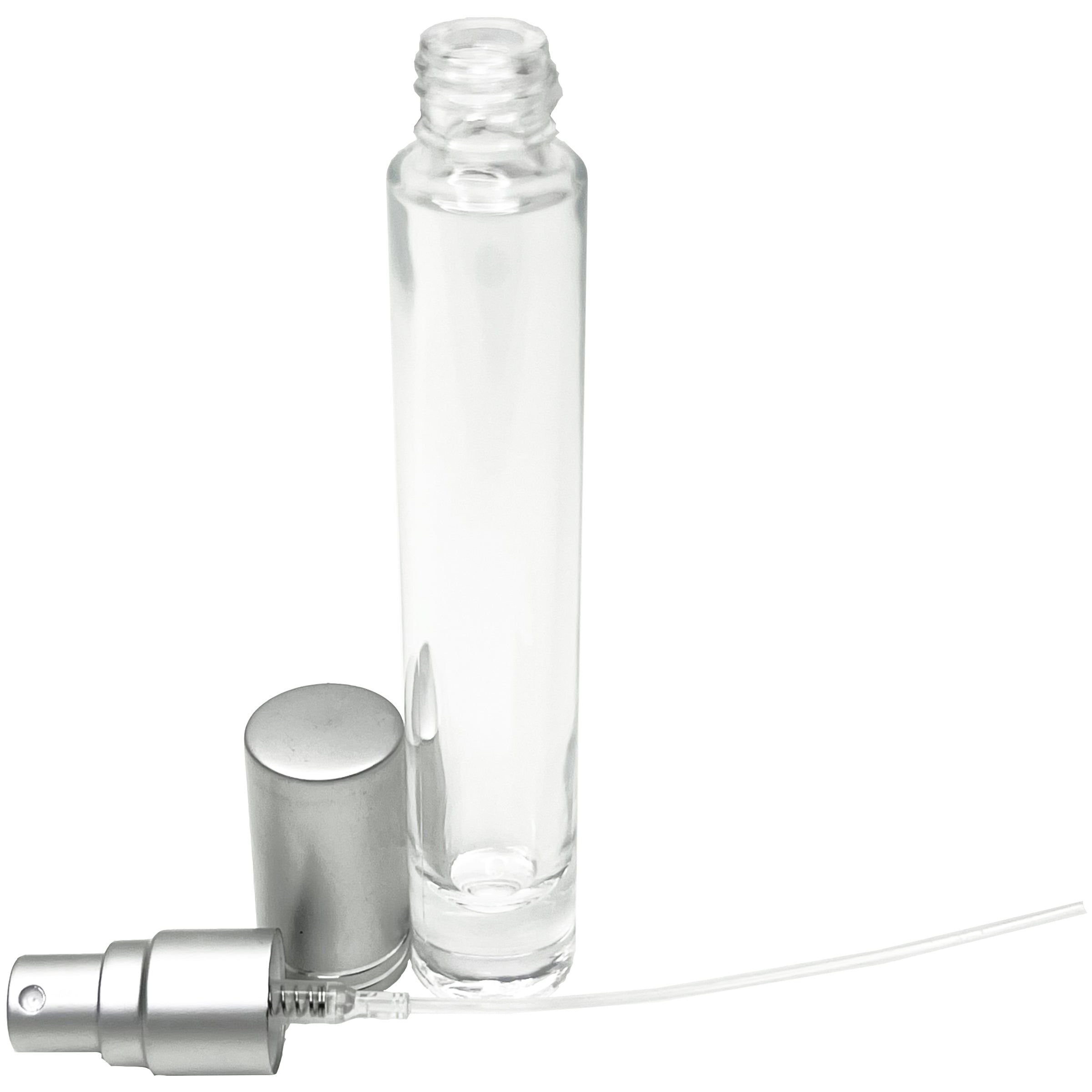 10ml 0.33oz Cylinder thick glass bottles cut line caps spray pumps