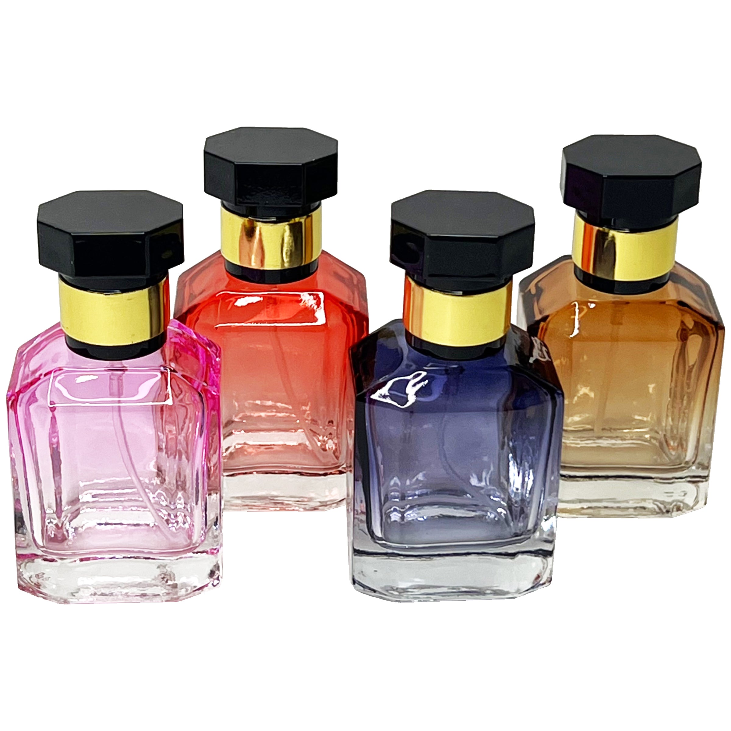 30ml 1oz beveled clear gradient colored glass perfume spray bottles