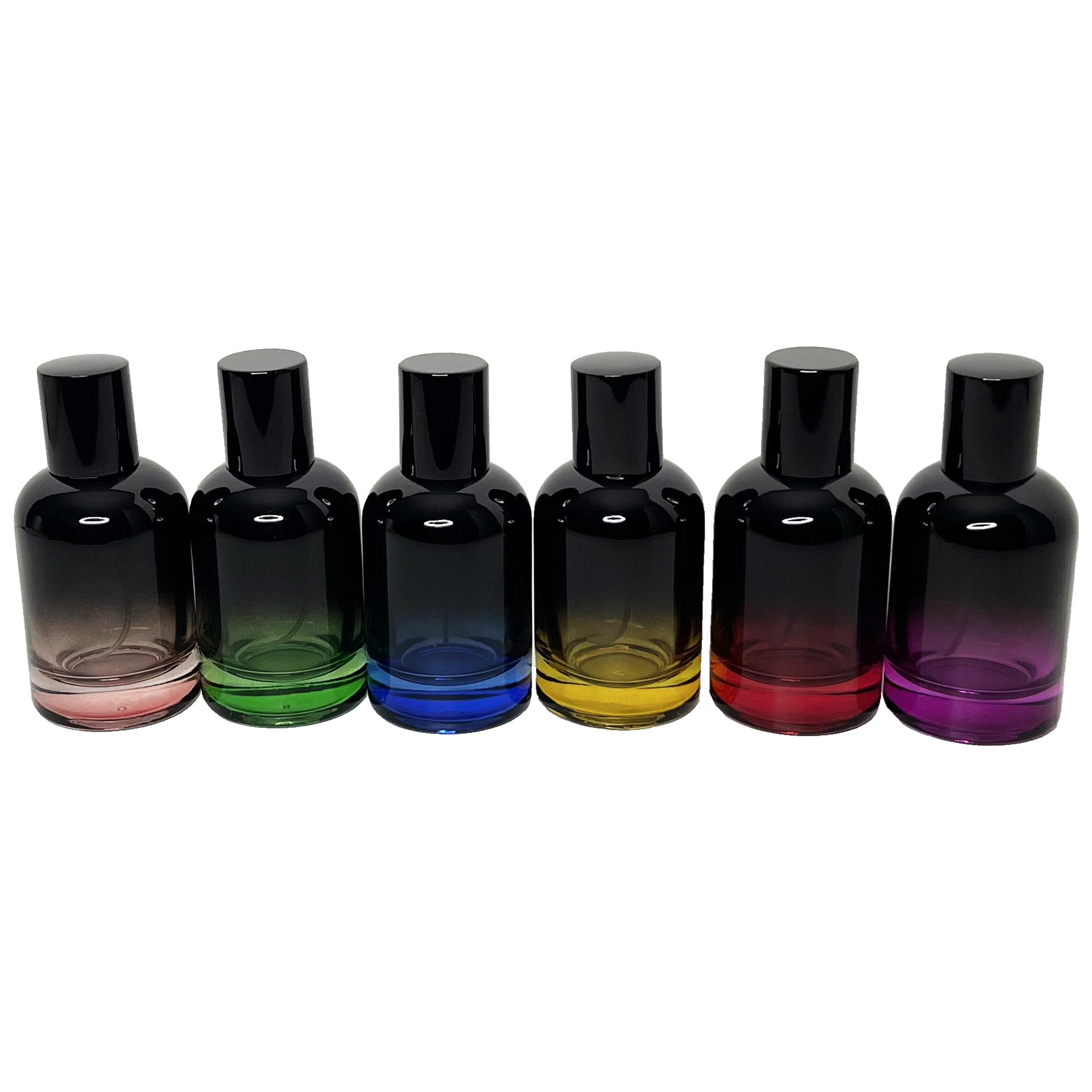 50ml 1.7oz Boston Round 6 colors Gradient Black perfume spray bottles