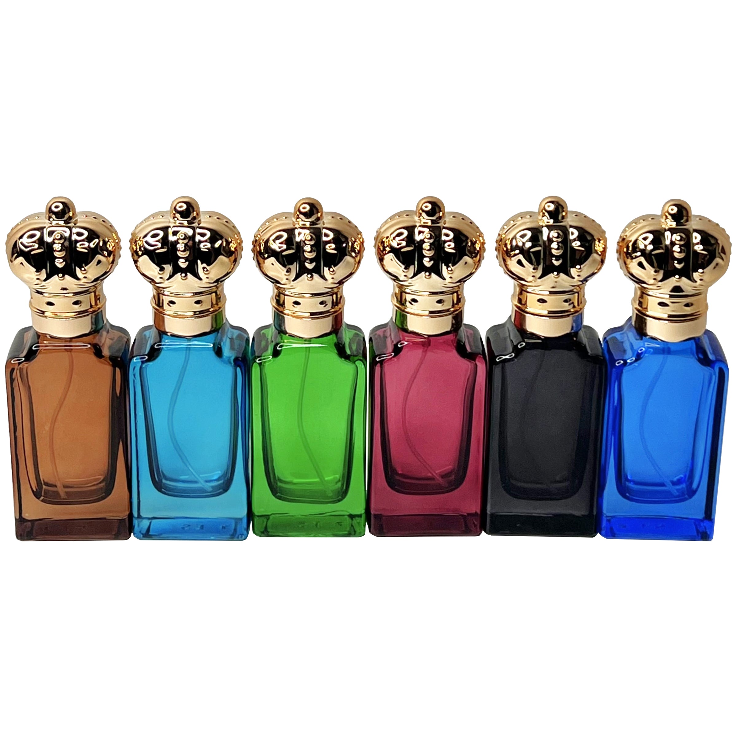 30ml 1oz golden crown lids colored glass perfume spray bottles